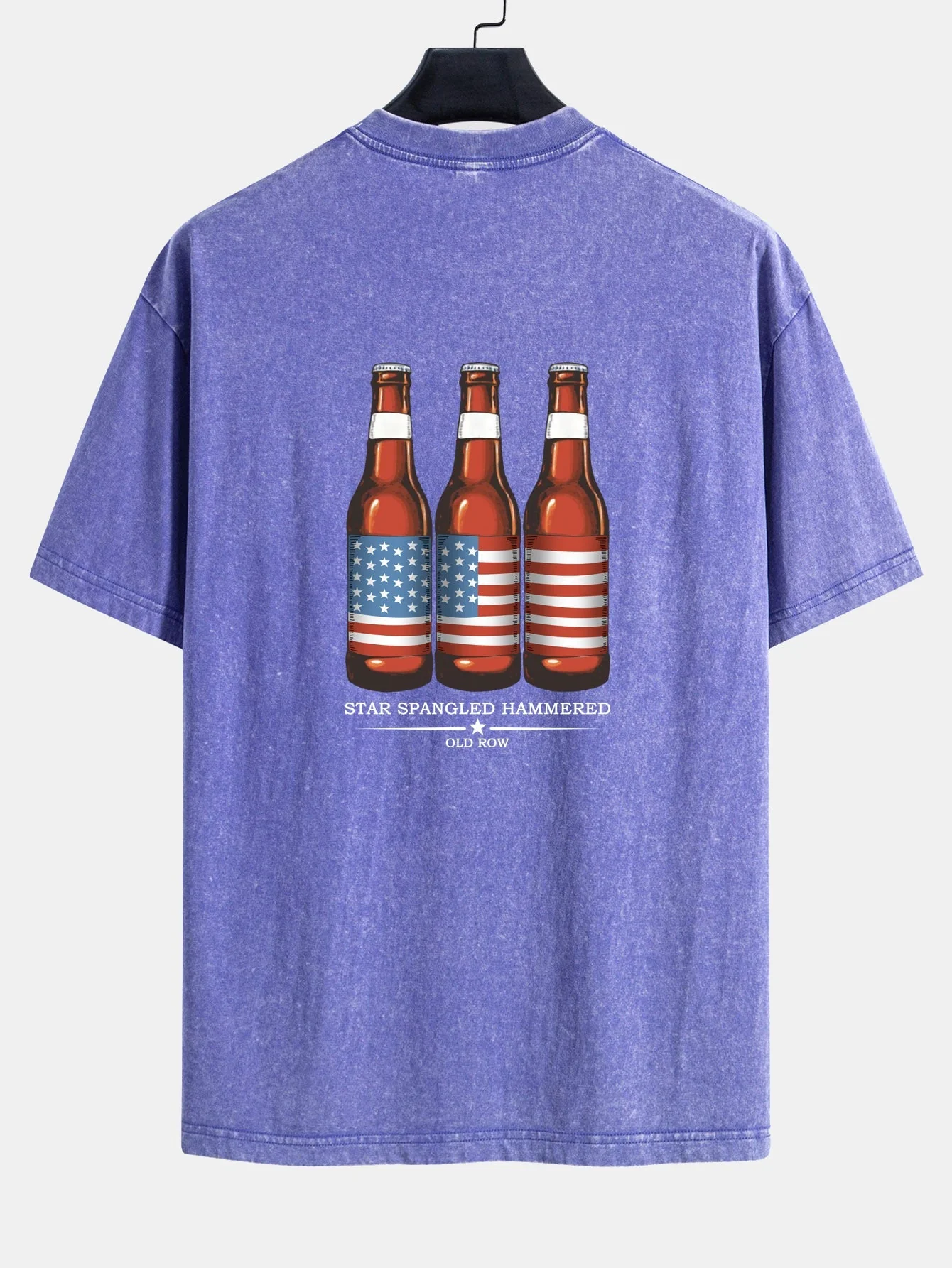 Jairo® | USA Old Row Beer Print Washed Distressed Drop Shoulder T-Shirt - Image 3
