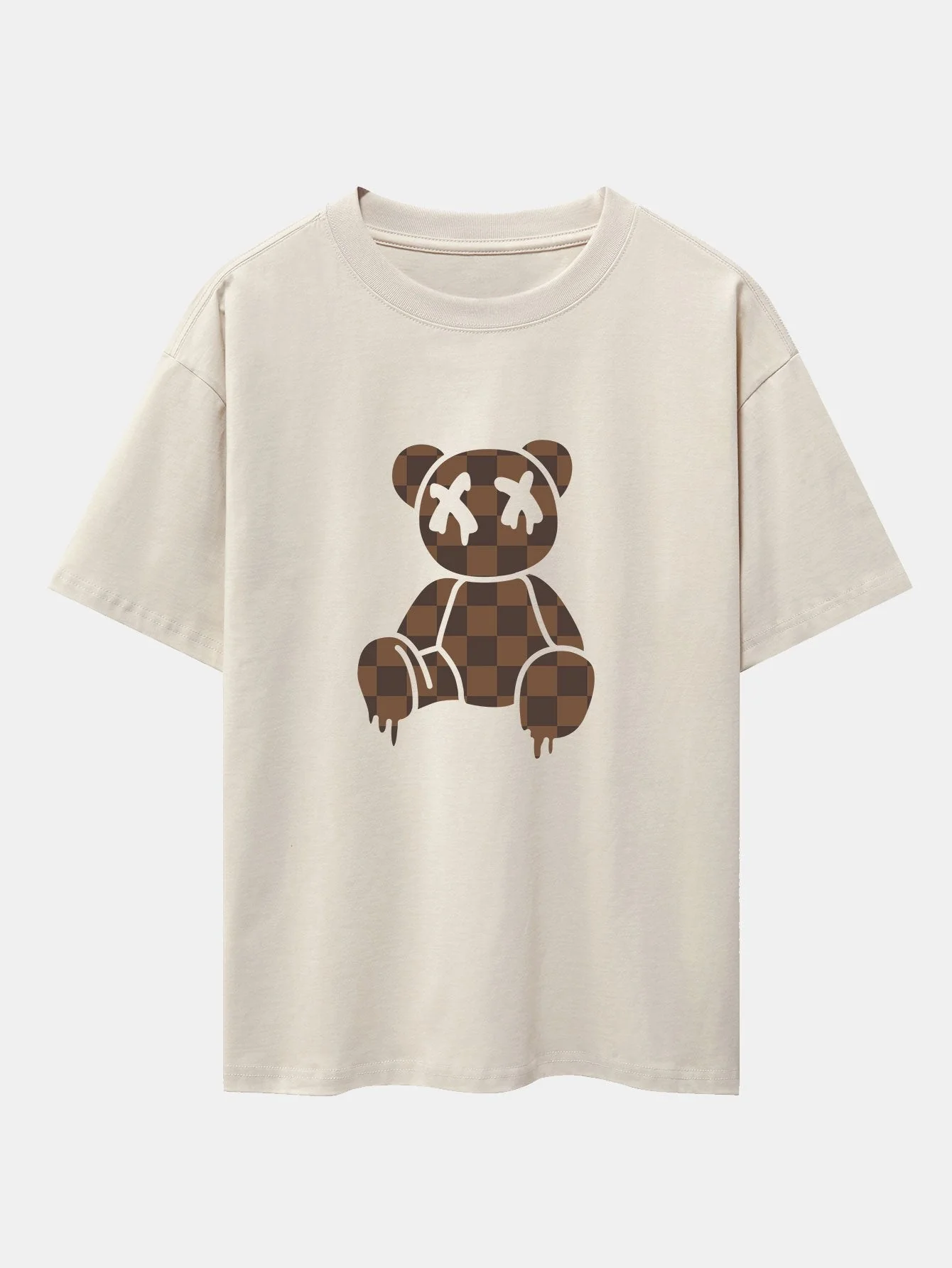James® | Checkerboard Dissolving Bear Drop Shoulder Oversize T-Shirt & Straight Leg Corduroy Pants - Image 6