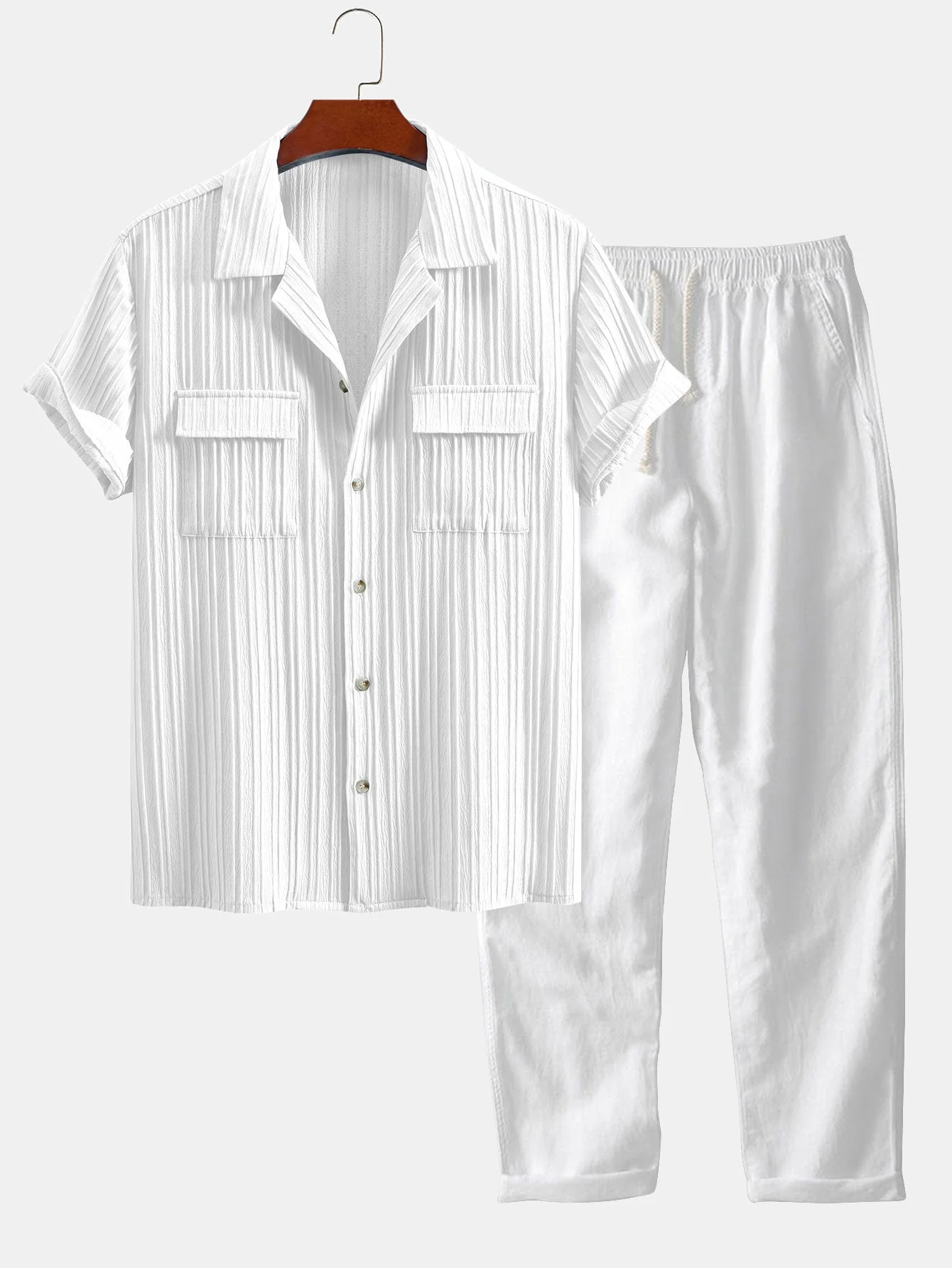 James® | Textured Cuban Collar Pocket Shirt & Straight Leg Linen Pants - Image 3
