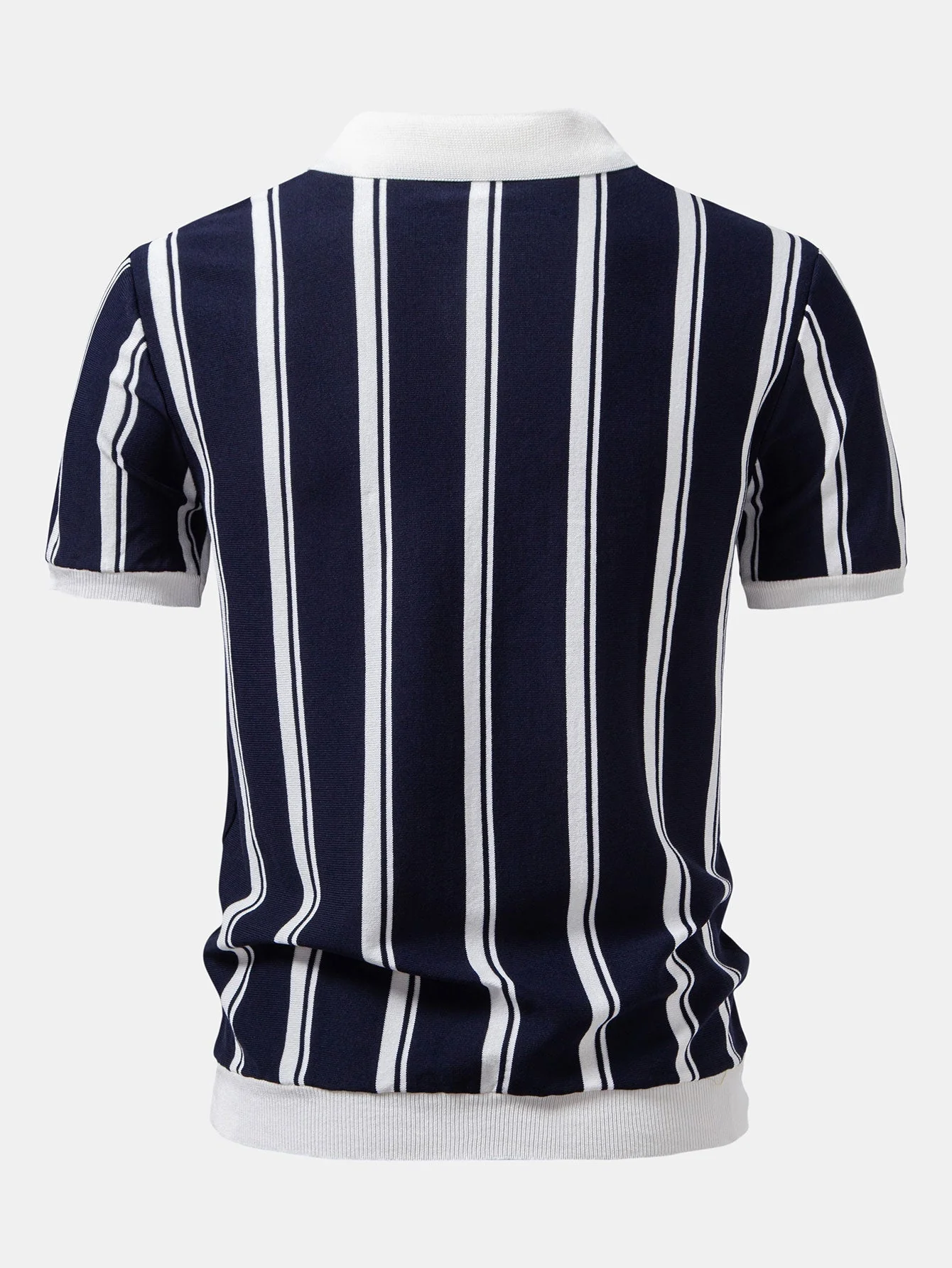 James | Striped Zip Up Knit Polo - Image 3