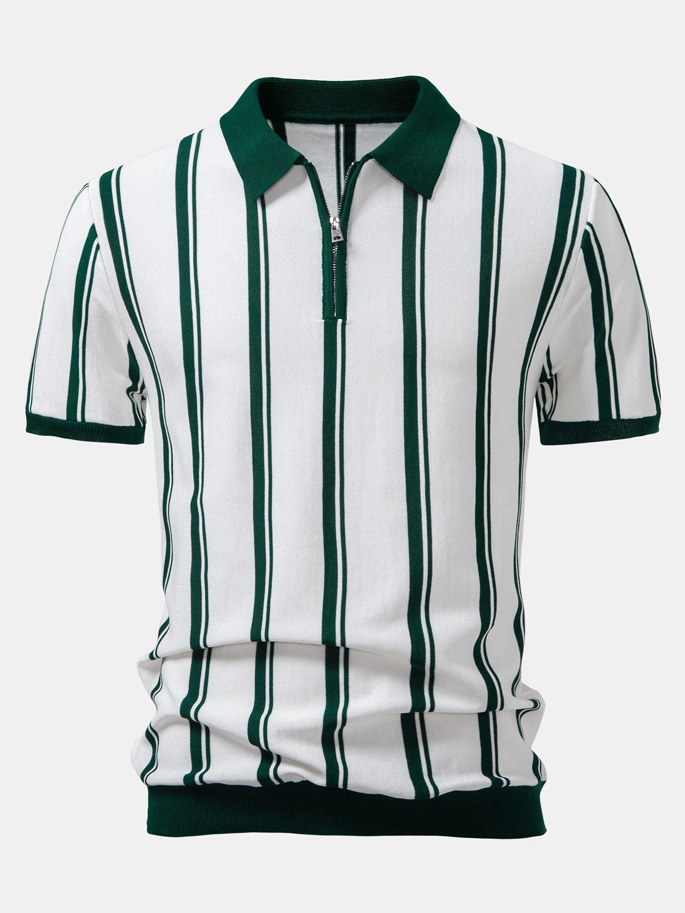 James | Striped Zip Up Knit Polo - Image 4
