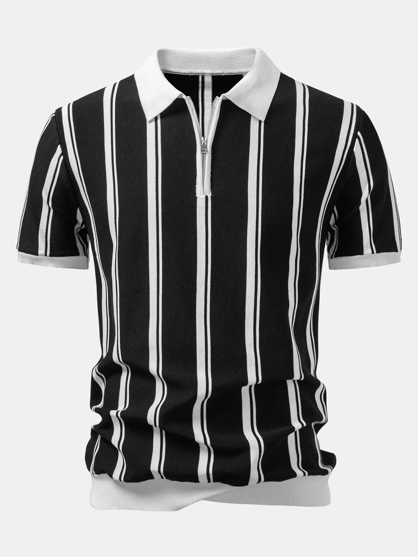 James | Striped Zip Up Knit Polo - Image 6