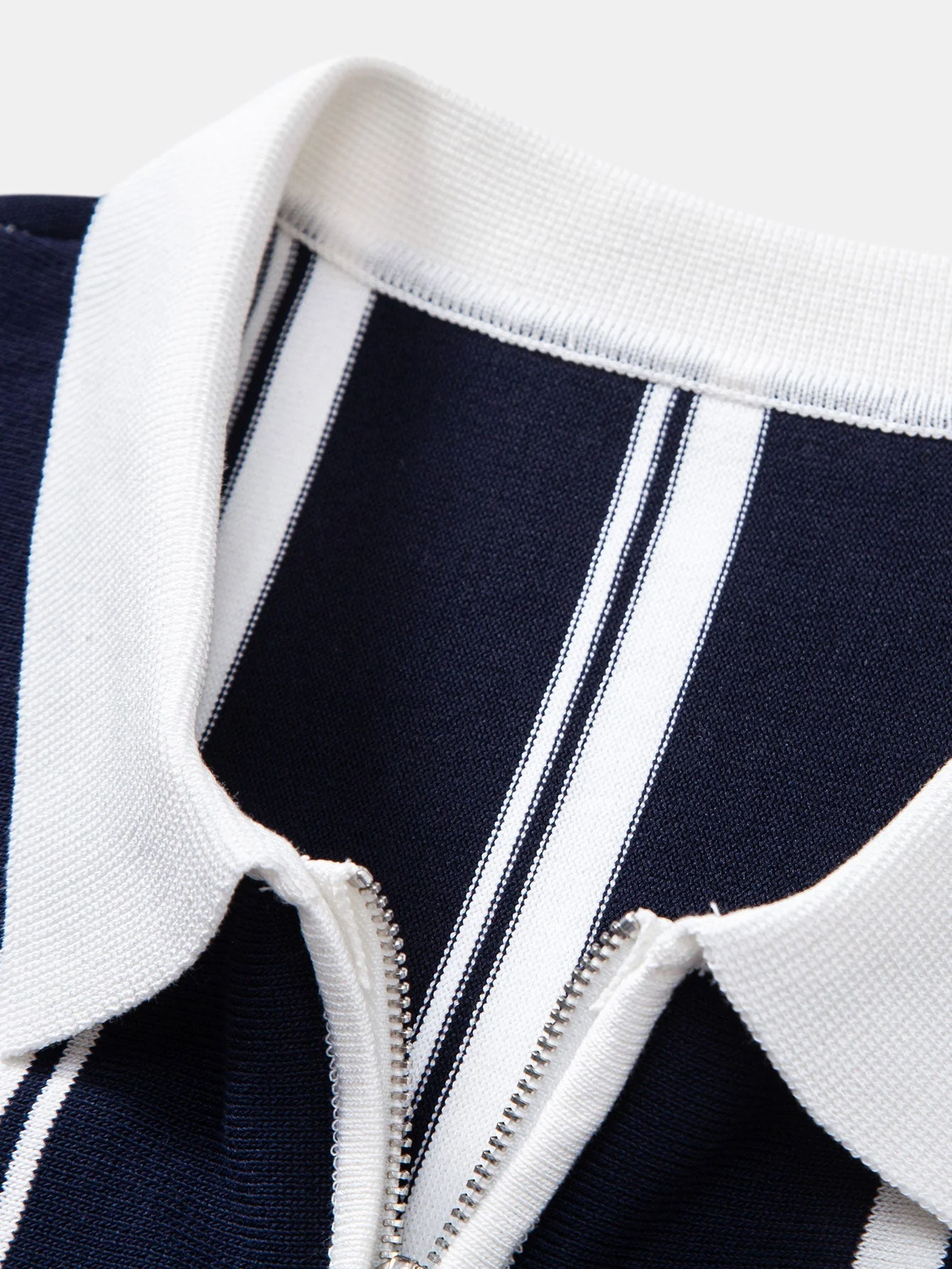 James | Striped Zip Up Knit Polo - Image 8