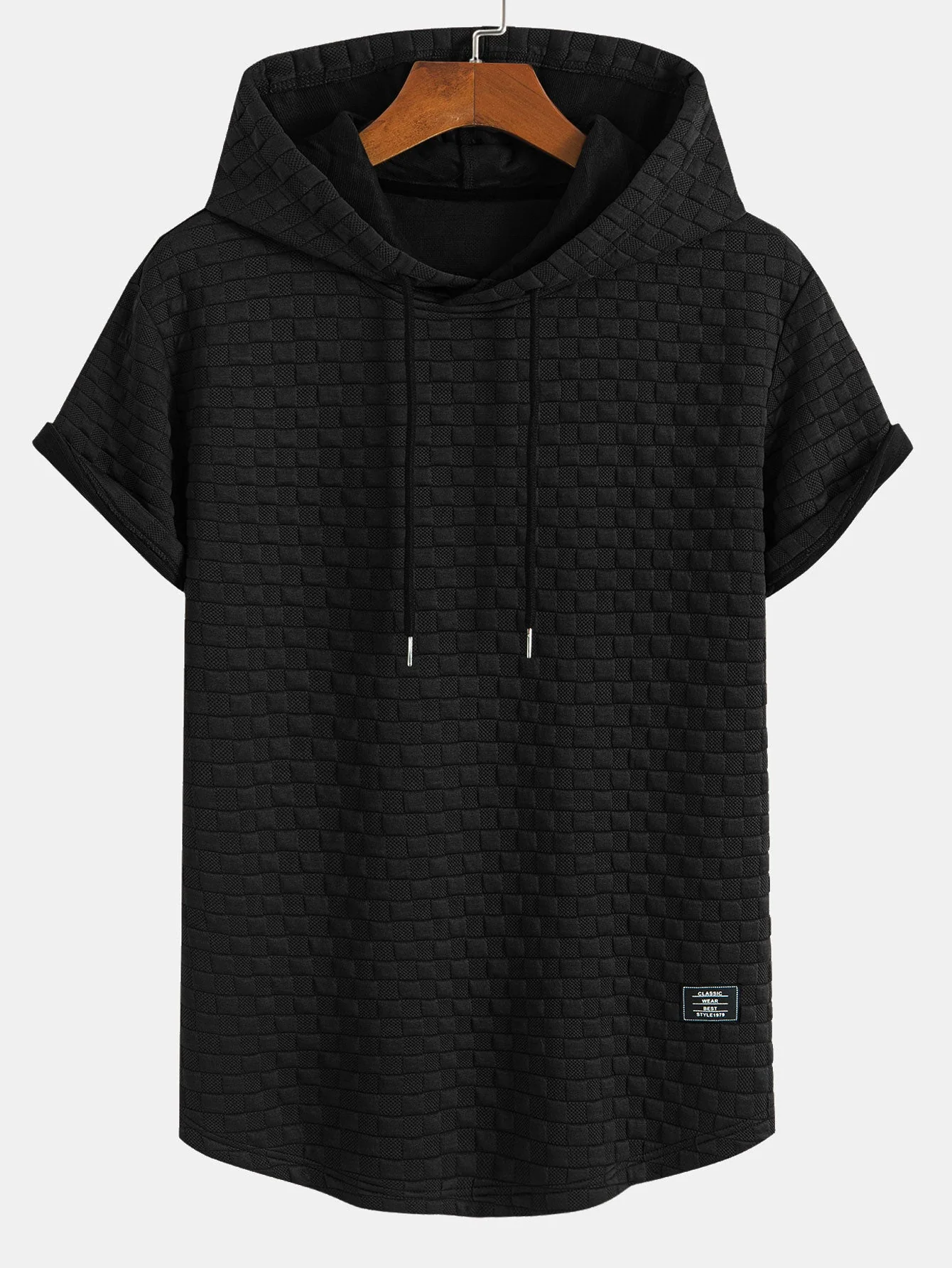 Jamie® | Checkerboard Jacquard Arc Hem Hooded T-Shirt & Checkerboard Jacquard Shorts - Image 6