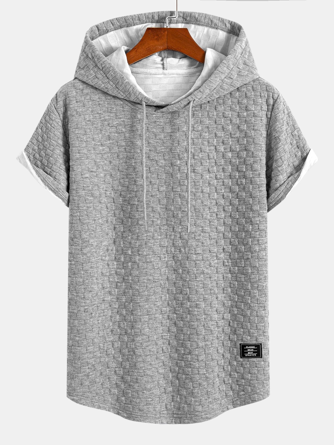Jamie® | Checkerboard Jacquard Arc Hem Hooded T-Shirt & Checkerboard Jacquard Shorts - Image 8
