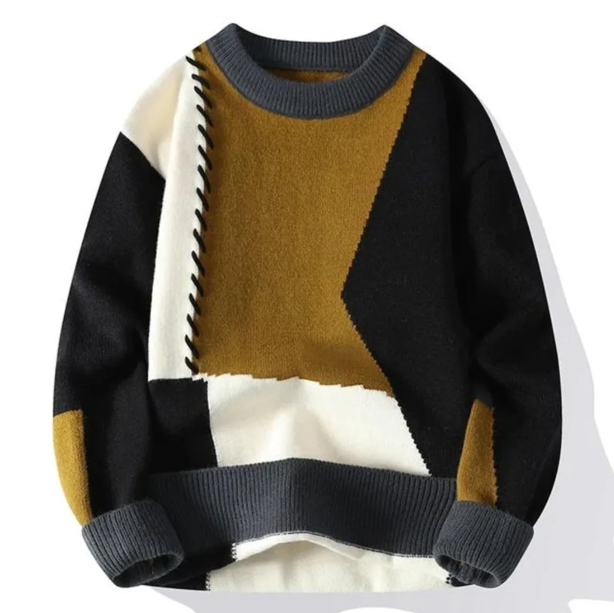 Jano | Modern patch knit sweater for men - Image 4