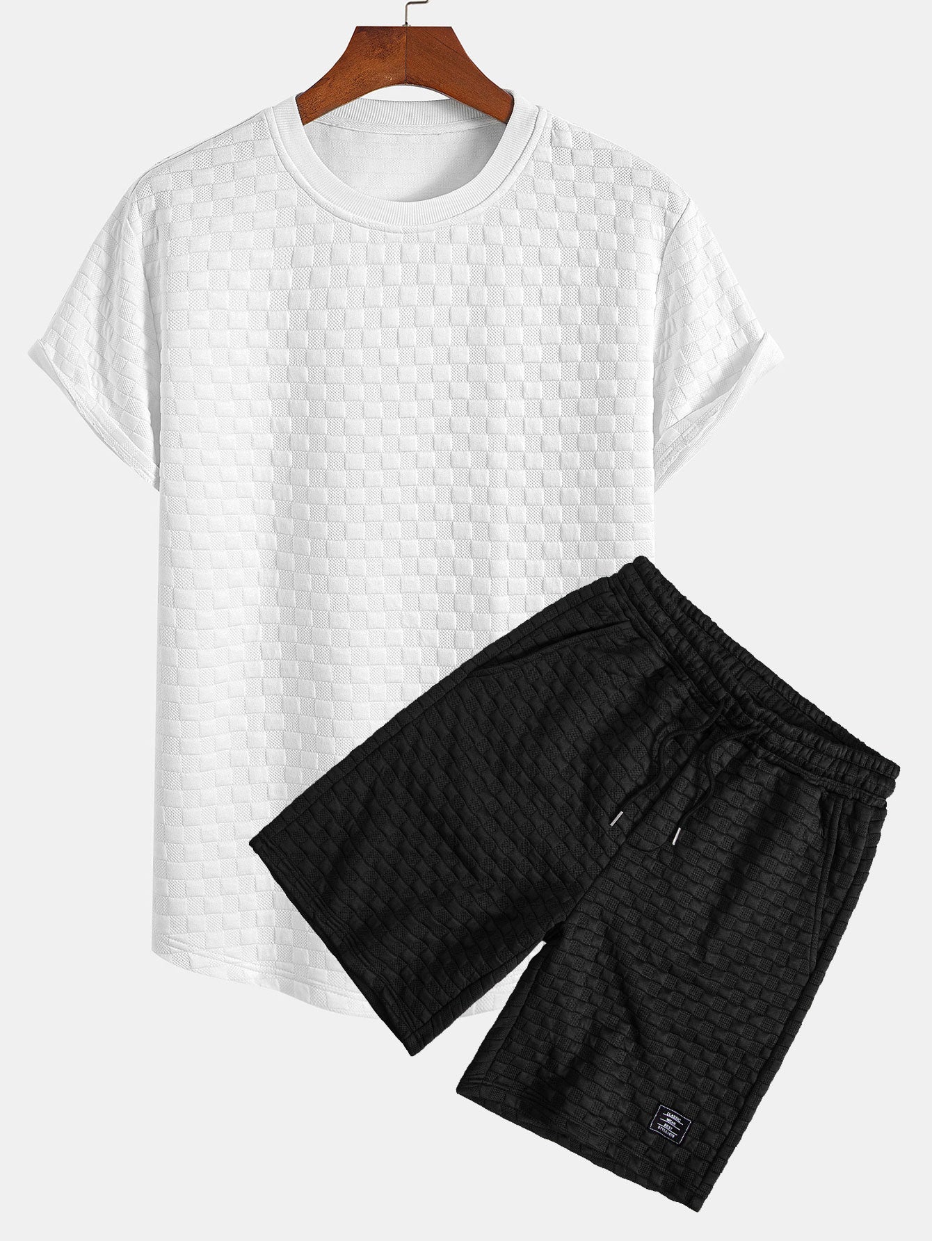 JaredĀ® | Checkerboard Jacquard Arc Hem T-Shirt & Checkerboard Jacquard Shorts