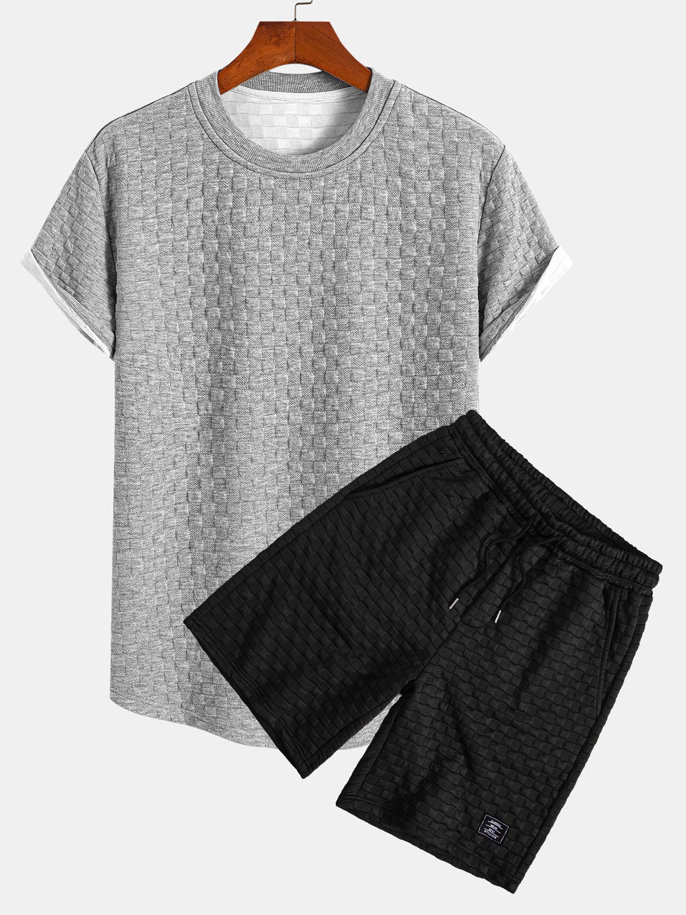 JaredĀ® | Checkerboard Jacquard Arc Hem T-Shirt & Checkerboard Jacquard Shorts - Image 2