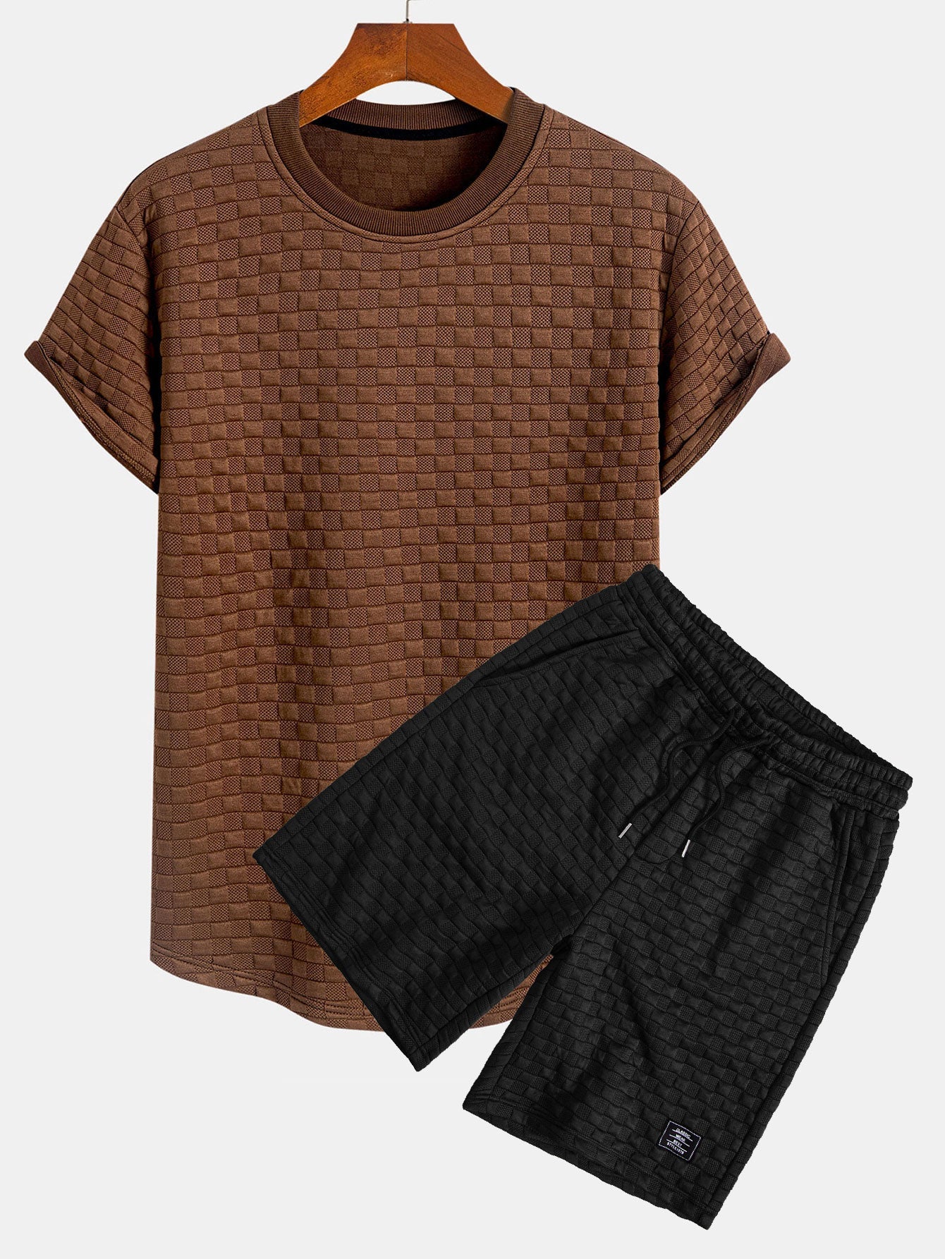 JaredĀ® | Checkerboard Jacquard Arc Hem T-Shirt & Checkerboard Jacquard Shorts - Image 5