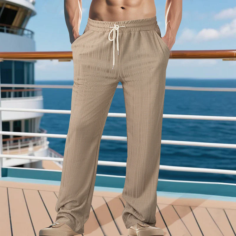 Jarrod | Men'S Textured Drawstring Solid Color Casual Pants - Image 2