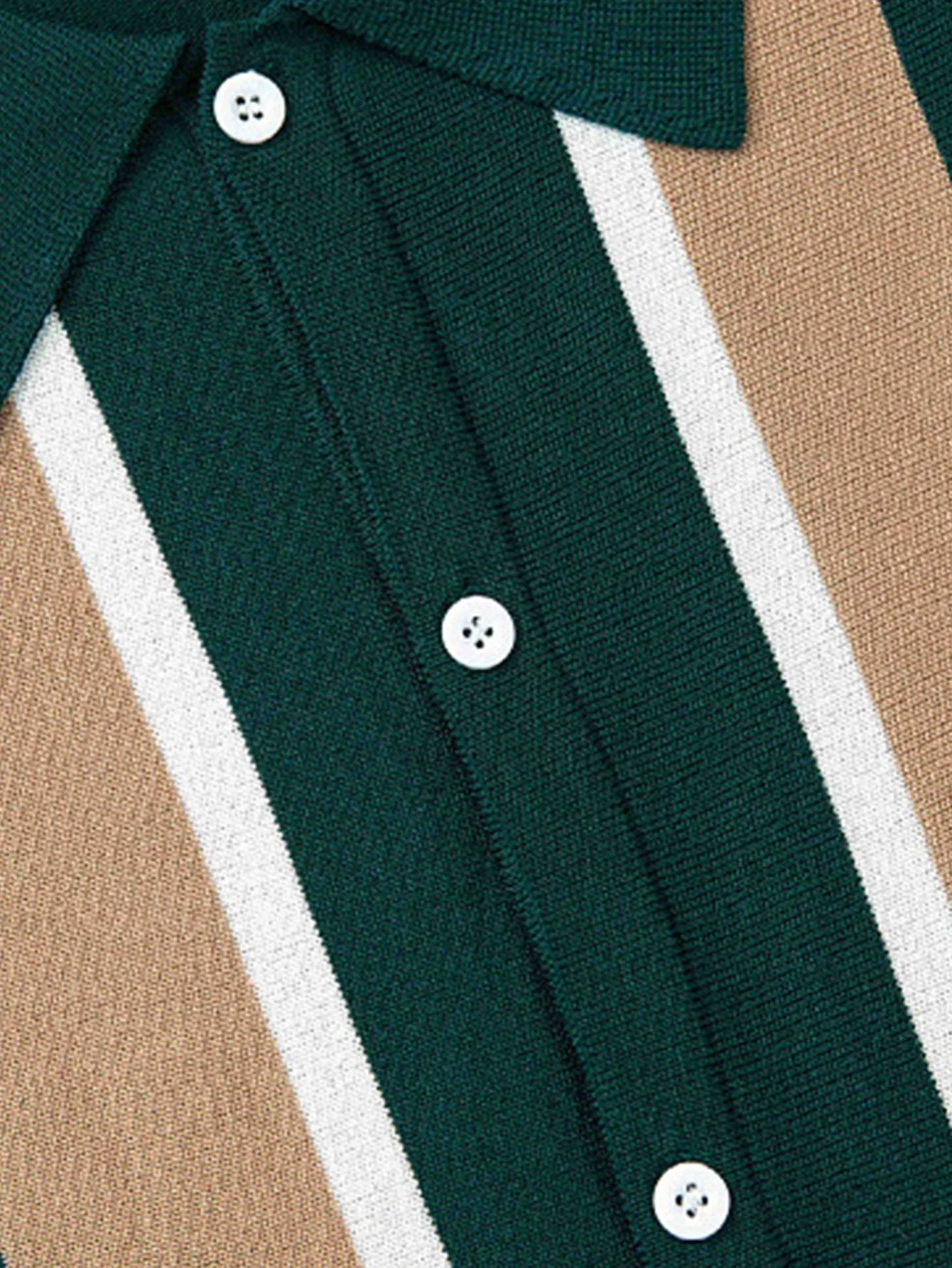 Jasper | Striped Short Sleeve Button Up Sweater Polo - Image 3