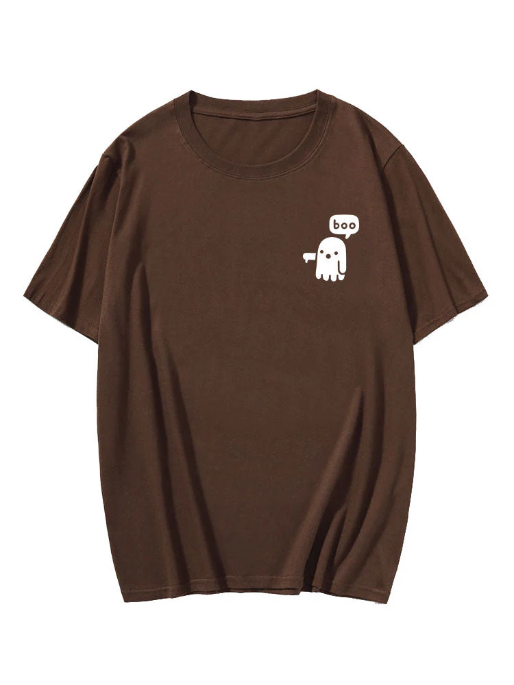 Javier® | Cartoon Ghost Print T-Shirt - Image 2