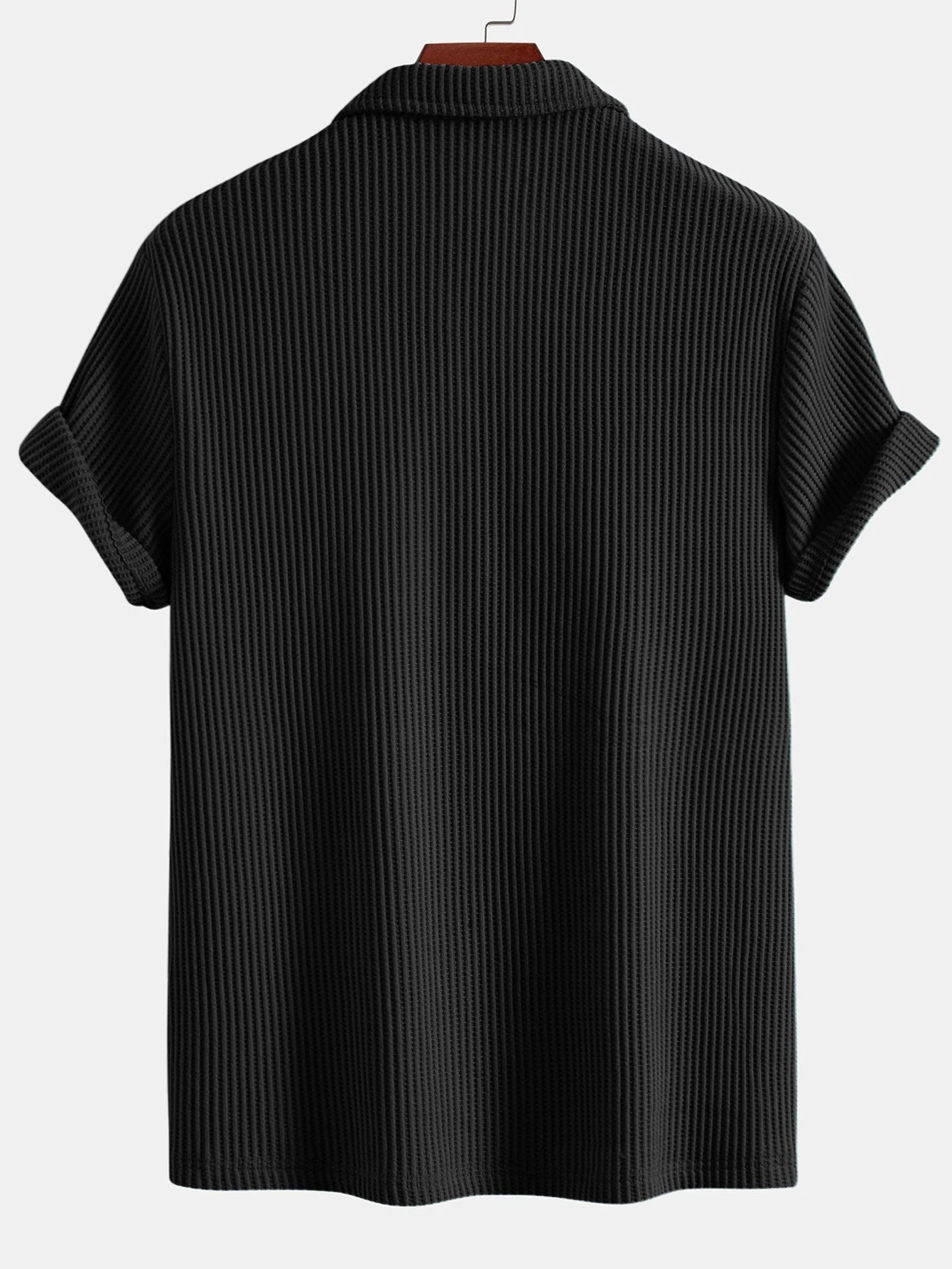 Javier® | Short Sleeved Waffle V-Neck Polo & Drawstring Knitted Waffle Shorts - Image 4