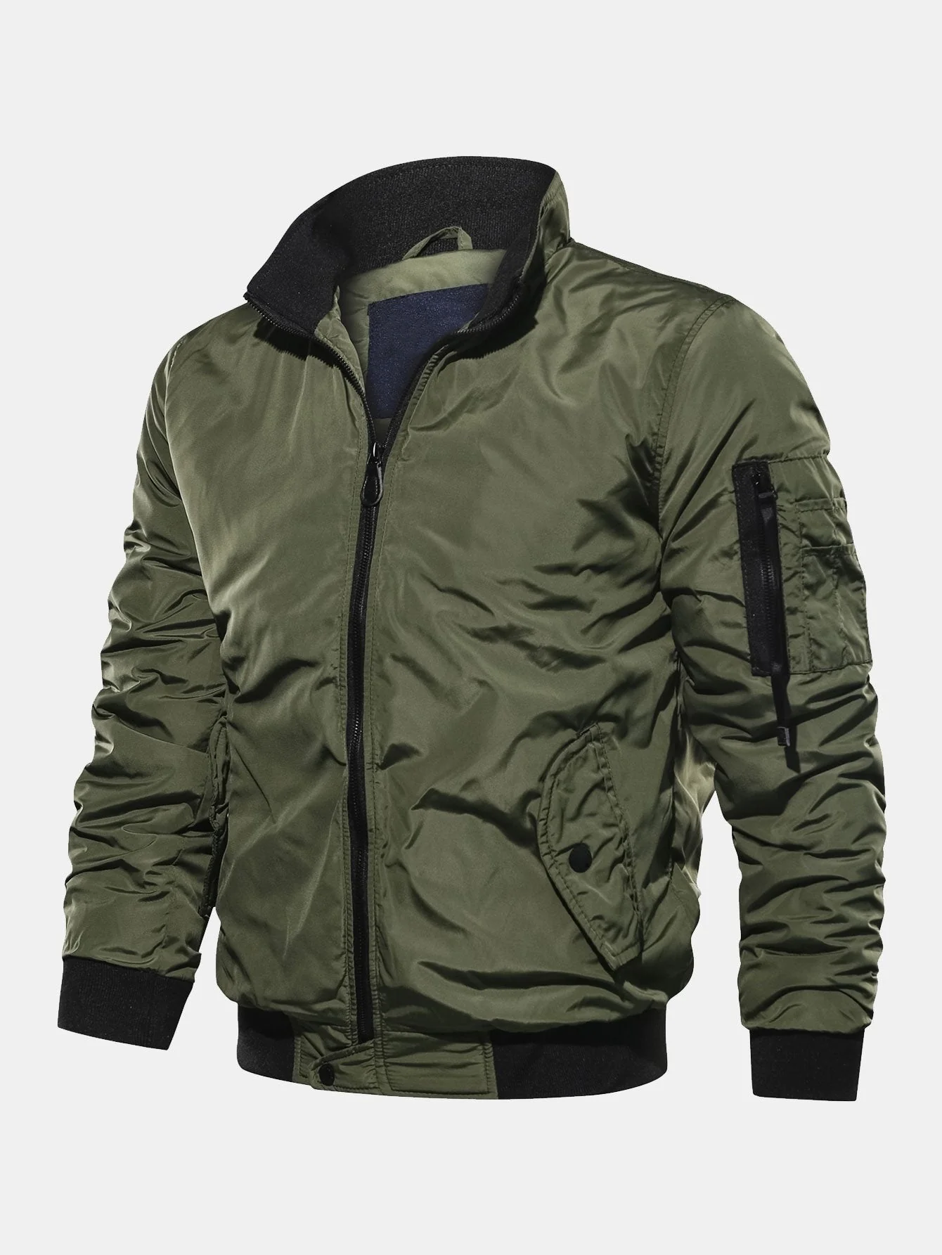 Javier | Quilted Lined Funnel Neck Bomber Jacket