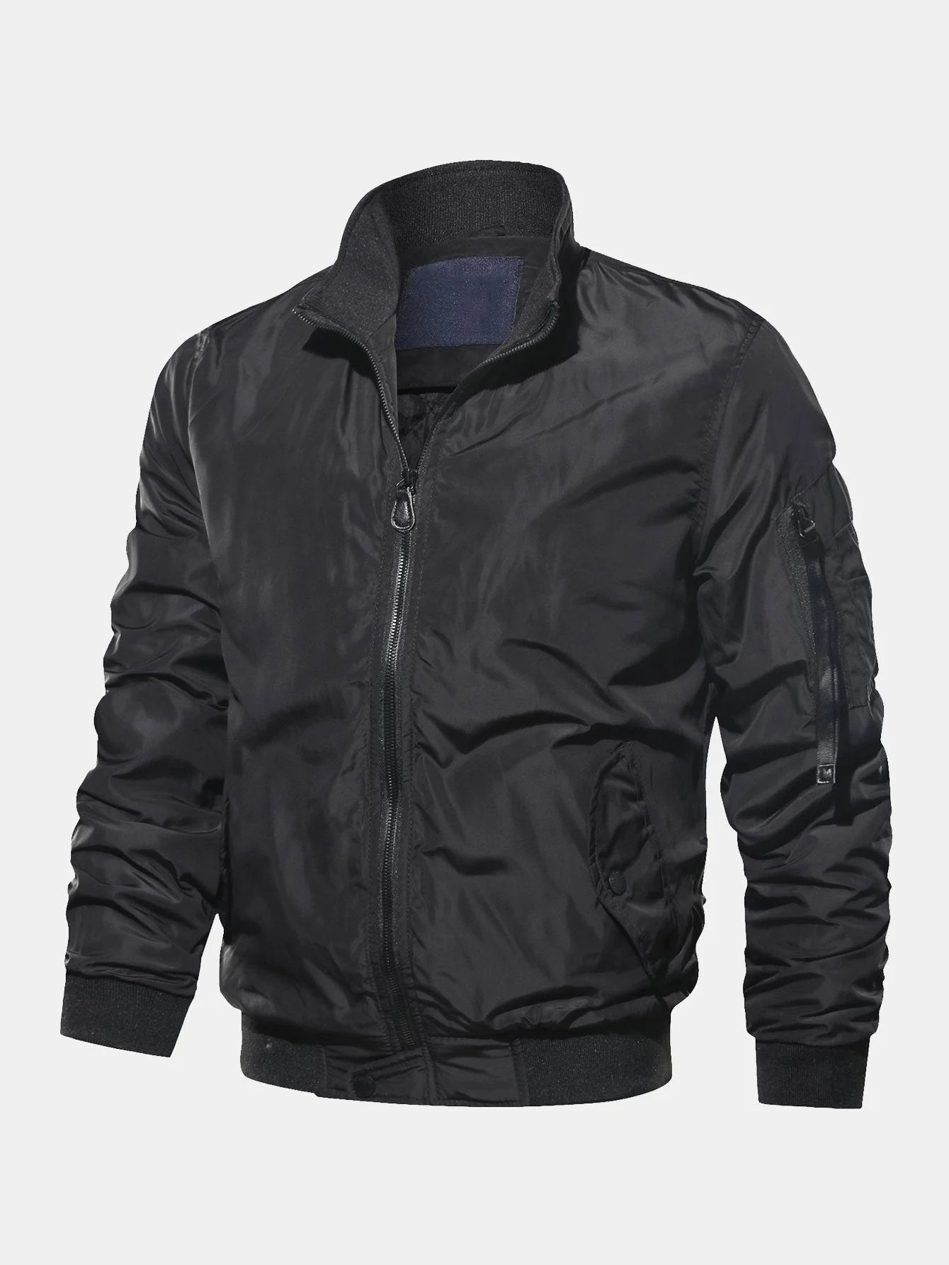 Javier | Quilted Lined Funnel Neck Bomber Jacket - Image 3