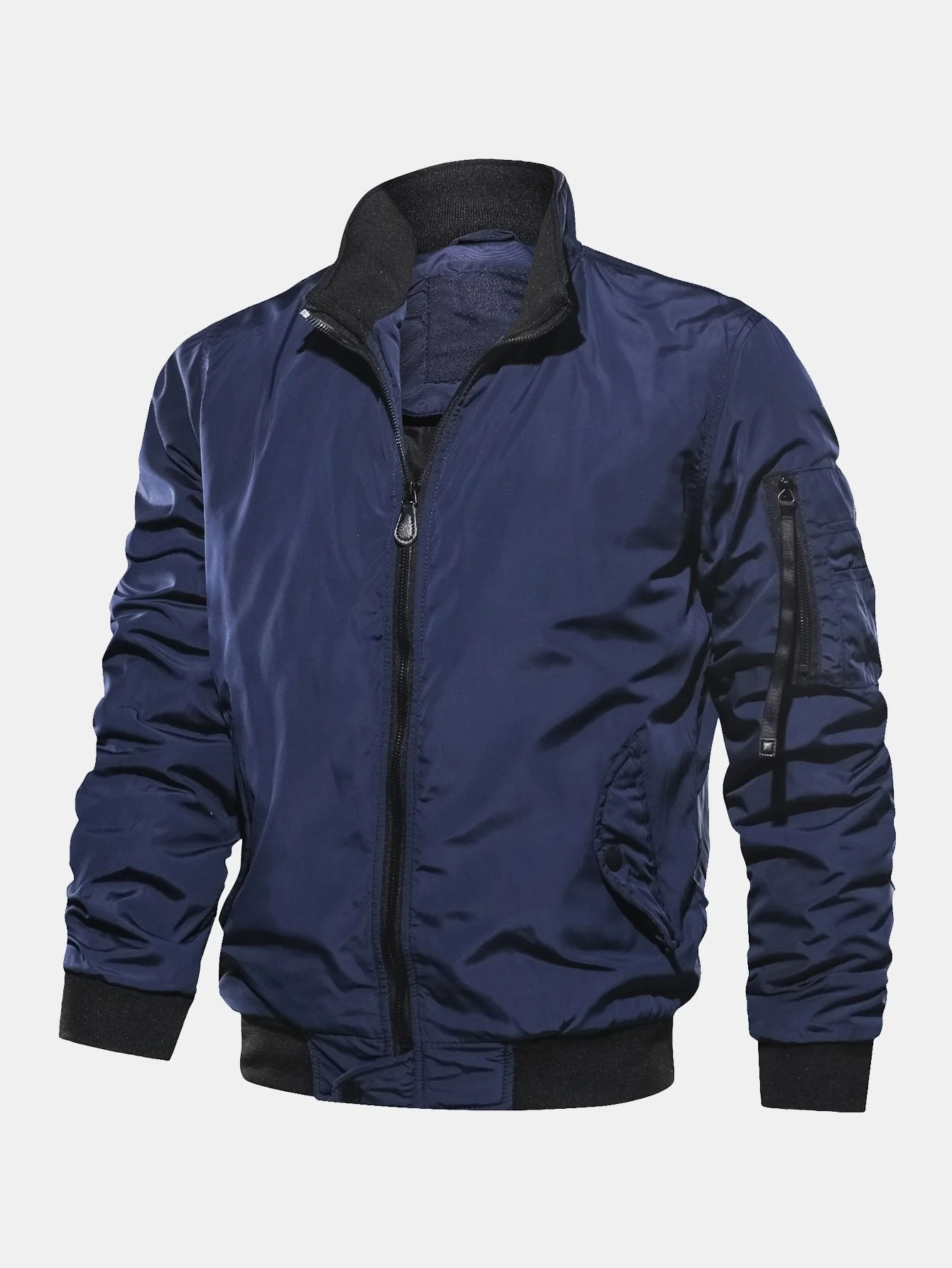 Javier | Quilted Lined Funnel Neck Bomber Jacket - Image 5