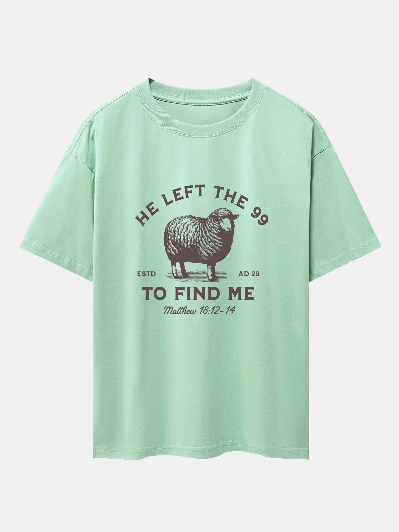 Jayden® | The Lost Lamb Print Drop Shoulder Oversize T-Shirt - Image 7