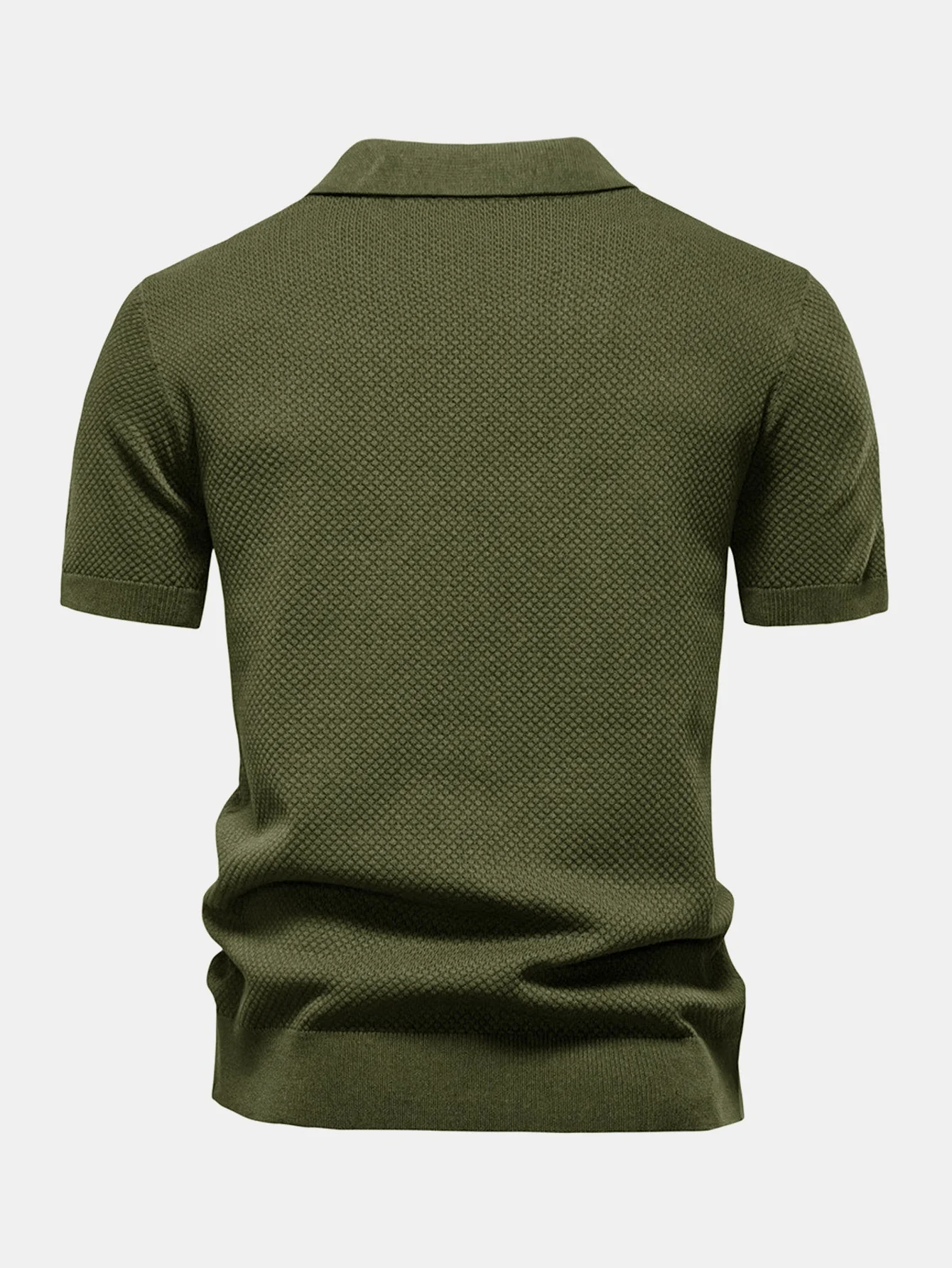 Jayden | Pineapple Texture Knit V Neck Polo Shirt - Image 10