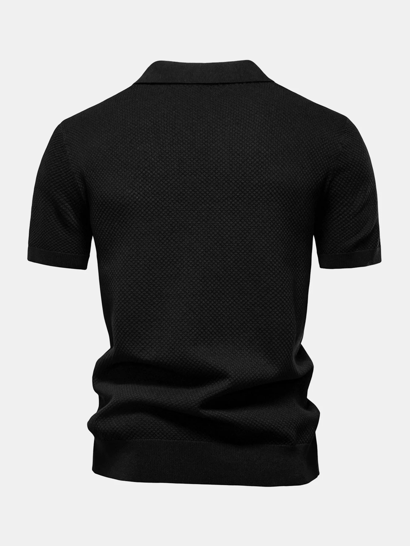 Jayden | Pineapple Texture Knit V Neck Polo Shirt - Image 12