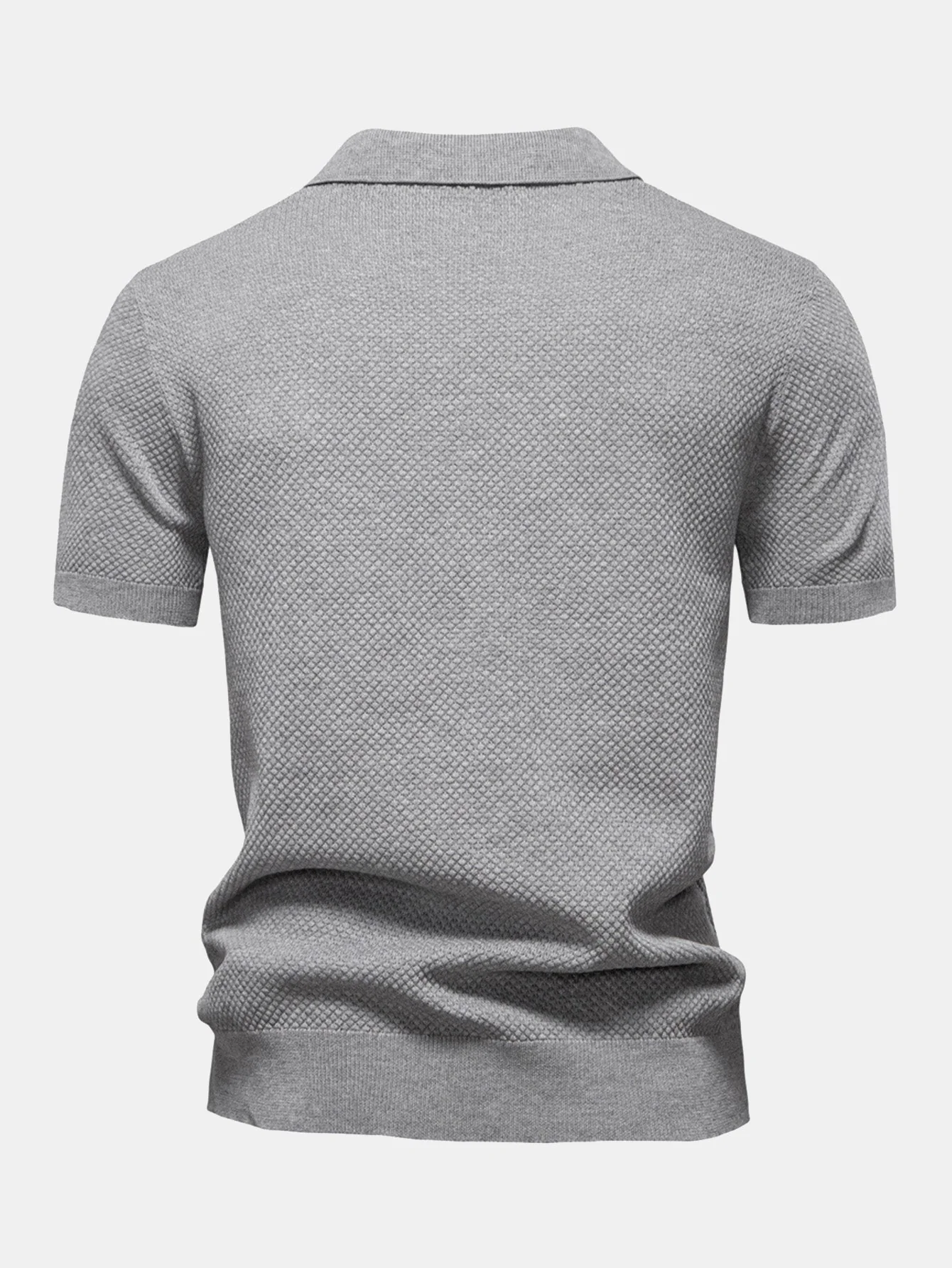 Jayden | Pineapple Texture Knit V Neck Polo Shirt - Image 14