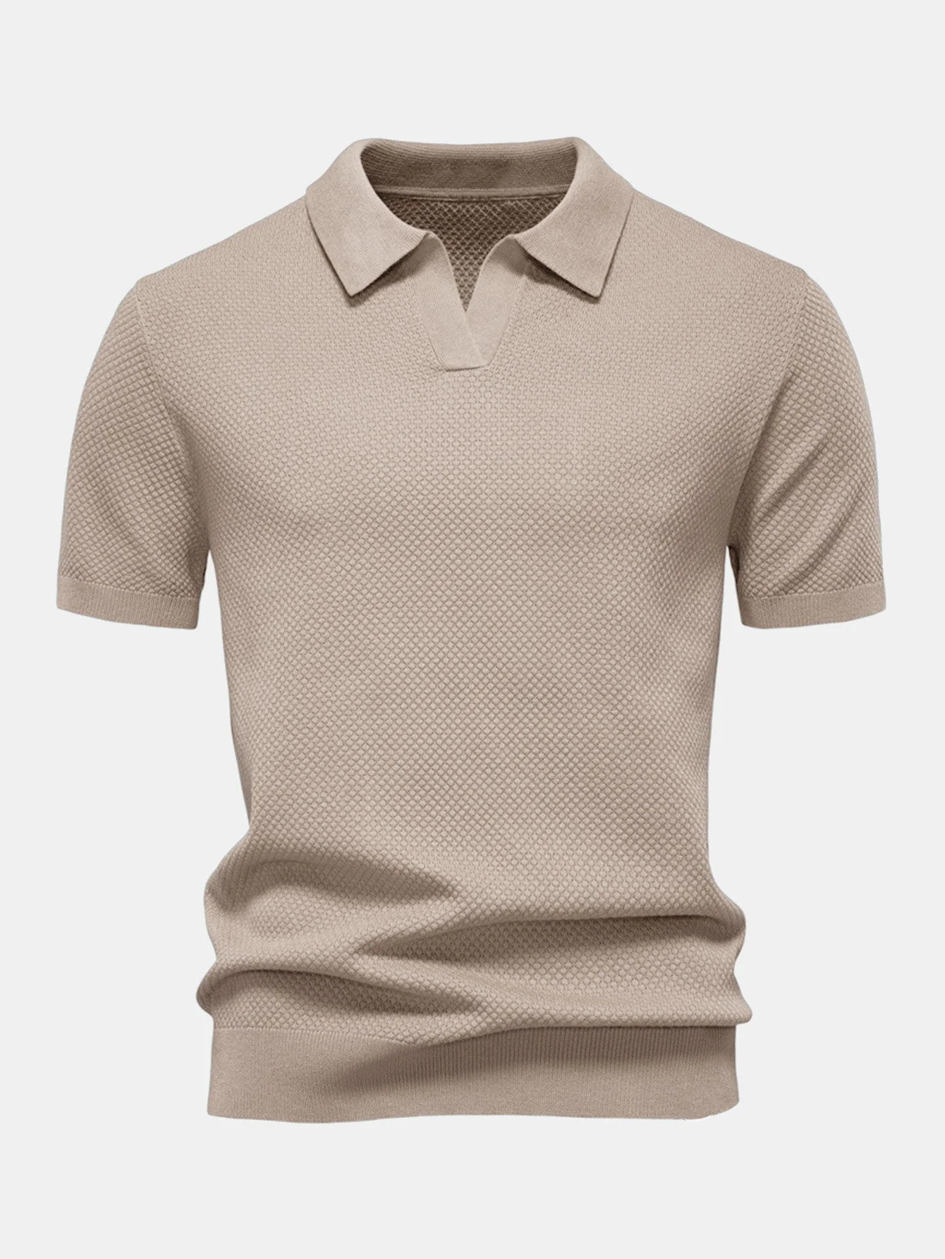 Jayden | Pineapple Texture Knit V Neck Polo Shirt - Image 15