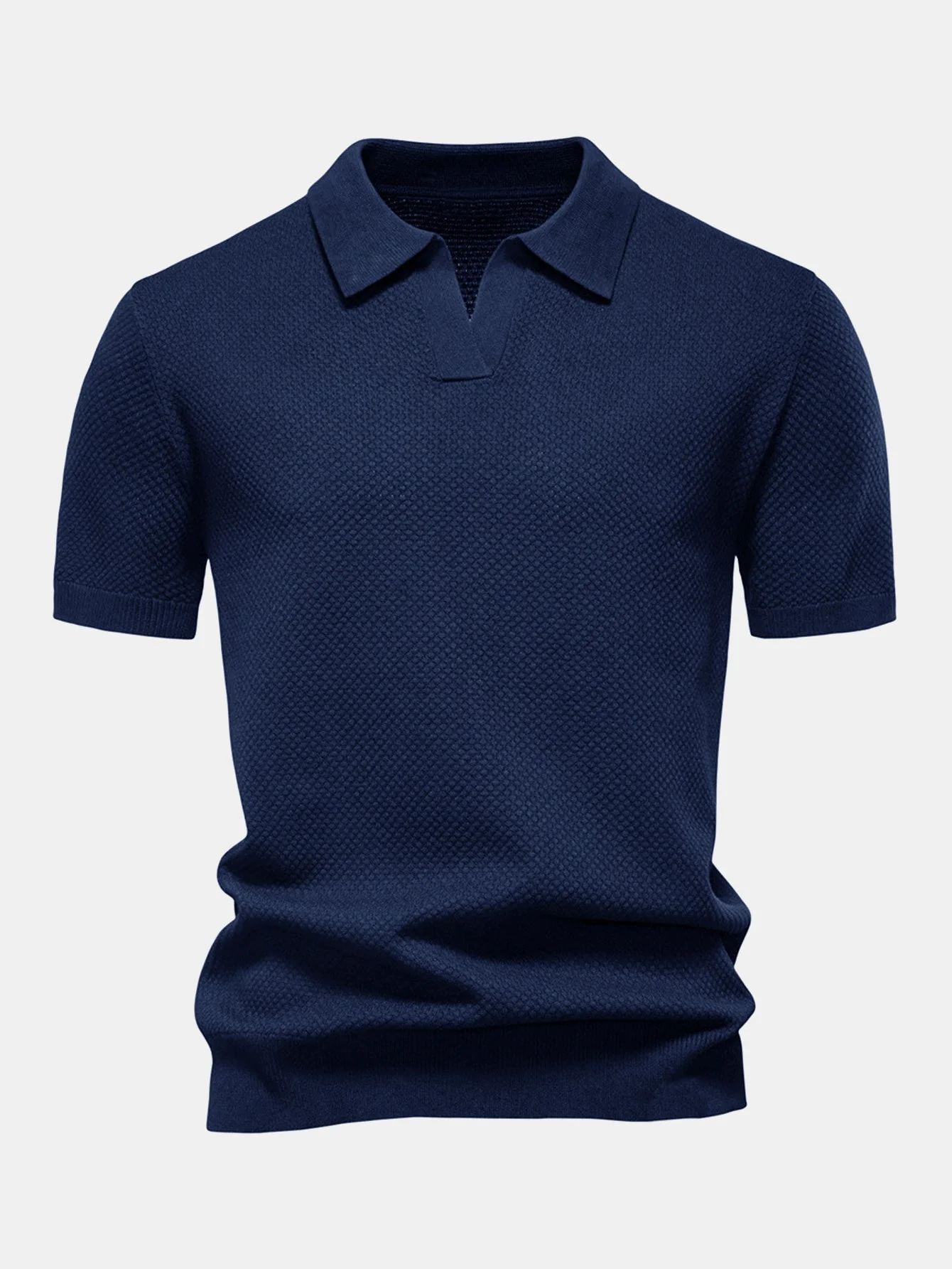 Jayden | Pineapple Texture Knit V Neck Polo Shirt - Image 17
