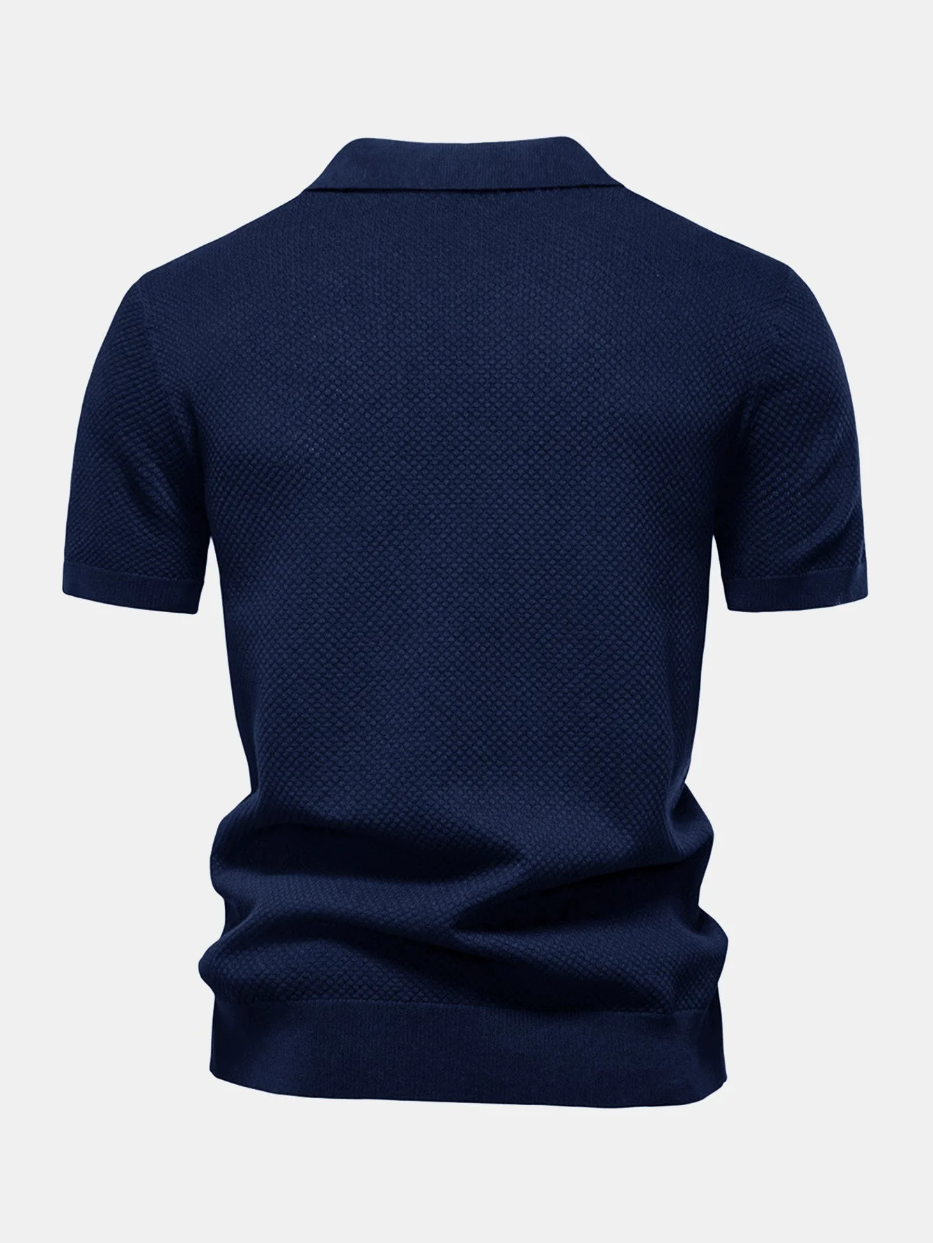 Jayden | Pineapple Texture Knit V Neck Polo Shirt - Image 2