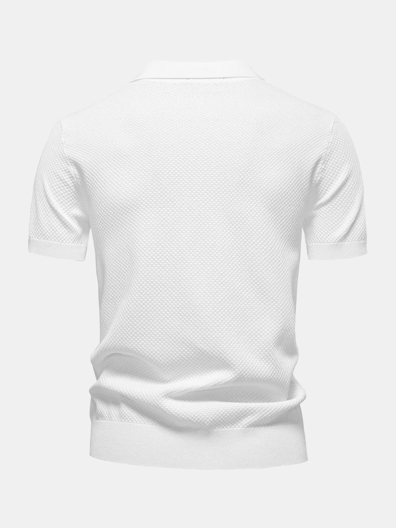 Jayden | Pineapple Texture Knit V Neck Polo Shirt - Image 4