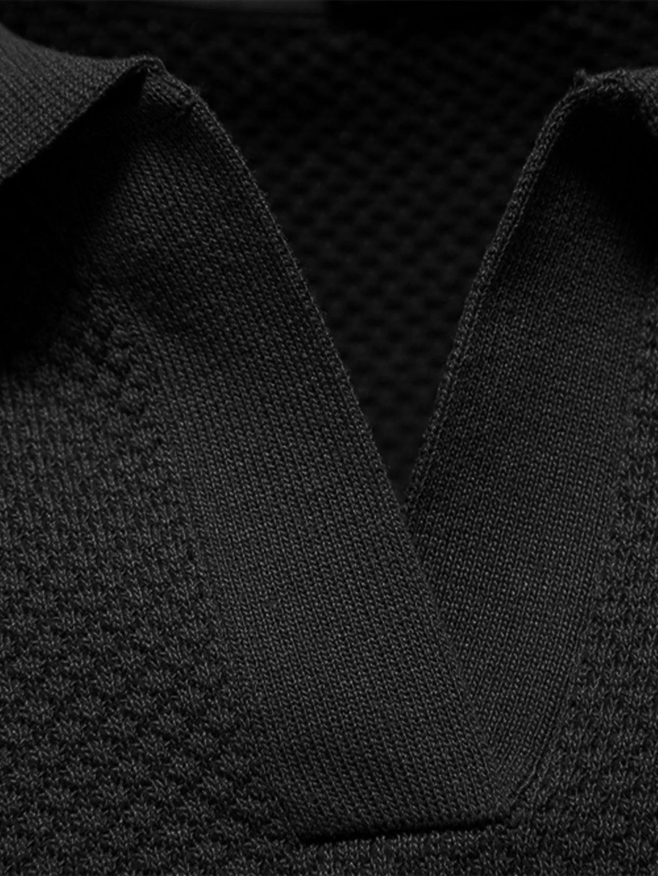 Jayden | Pineapple Texture Knit V Neck Polo Shirt - Image 5