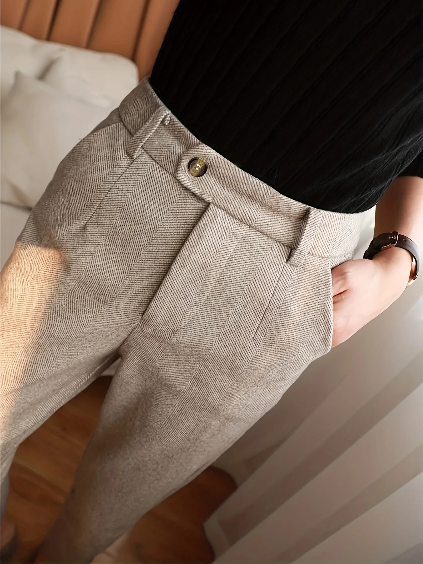 Jedediah® | Fitted Herringbone Pants - Image 3