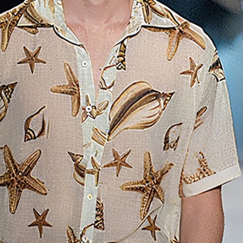 Jeff | Men'S Spring And Summer Fashion Casual Slightly Transparent Cool Chiffon Printed Short-Sleeved Shirt - Image 6