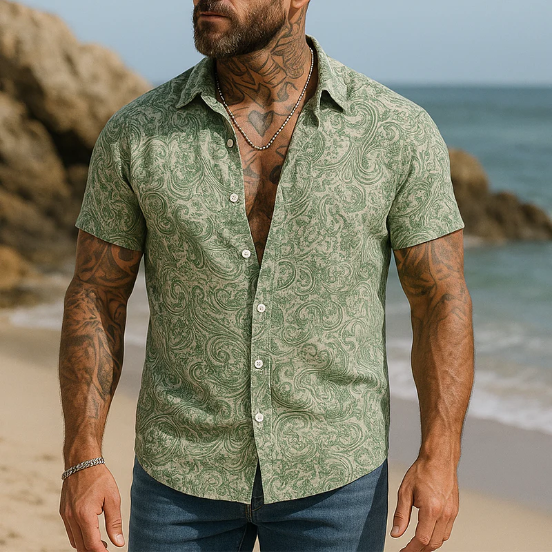 Jeff | Men'S Summer Fashion Printed Polyester Blended Short Sleeve Shirt - Image 2