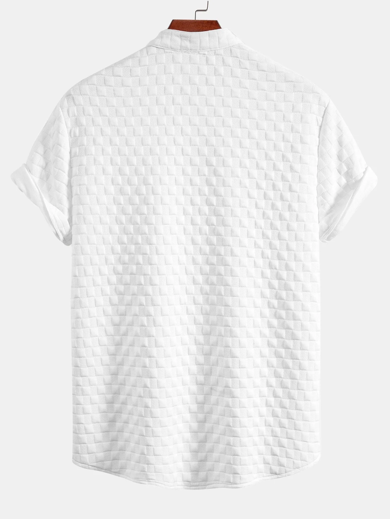 Jeffrey® | Checkerboard Stand Collar Shirt & Checkerboard Jacquard Shorts - Image 4