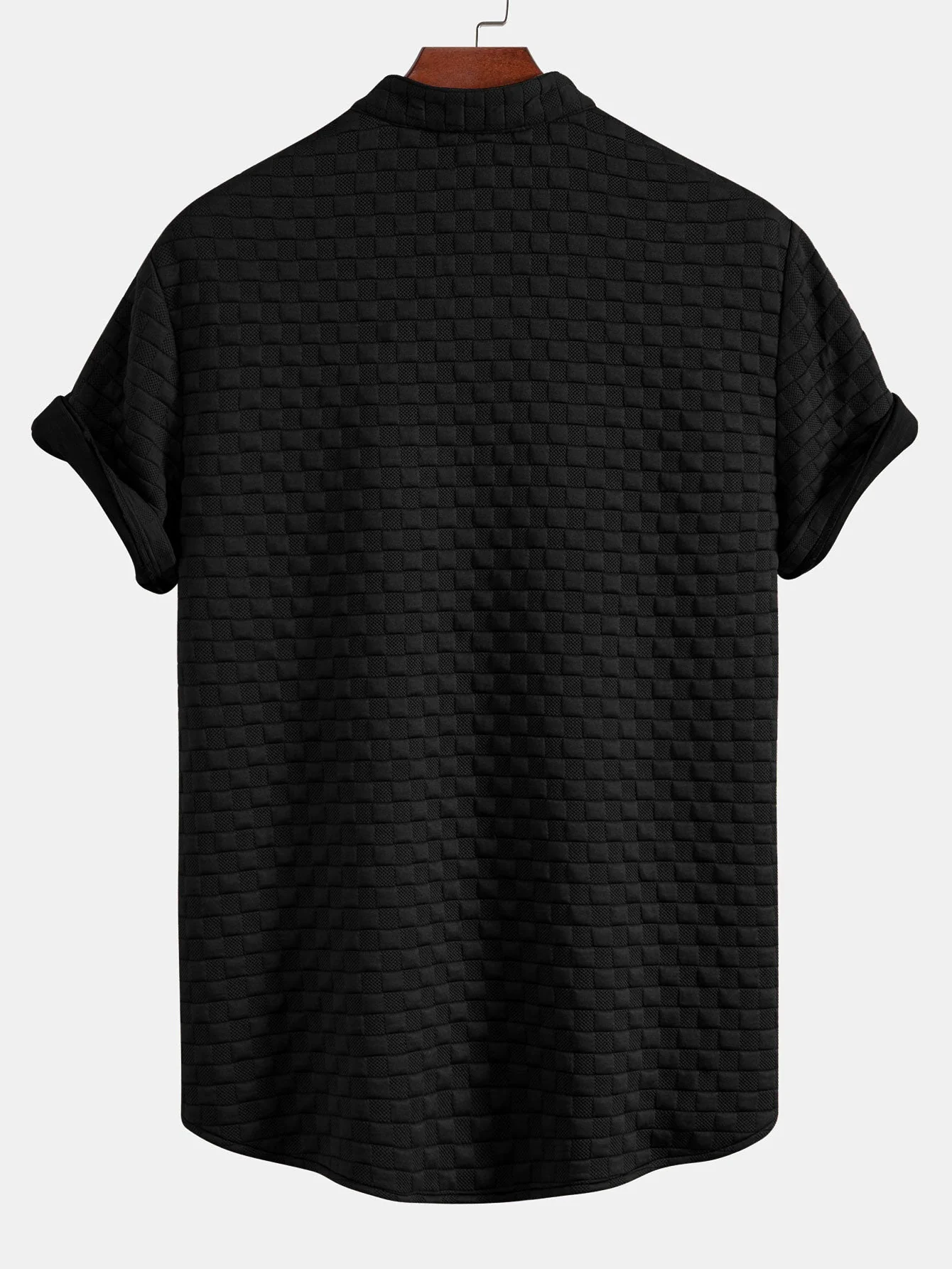 Jeffrey® | Checkerboard Stand Collar Shirt & Checkerboard Jacquard Shorts - Image 6