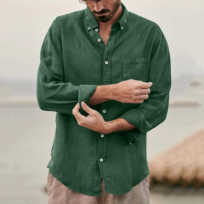 Jengo® | Premium Linen Shirt With Chest Pocket And Buttons - Image 2