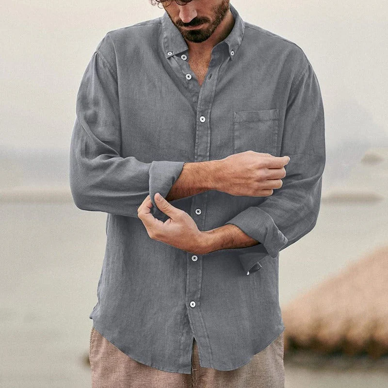 Jengo® | Premium Linen Shirt With Chest Pocket And Buttons - Image 3