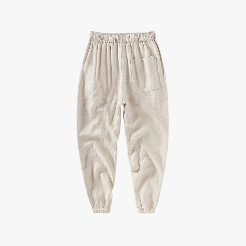 Jeremy | Men's Casual Linen Pants Elastic Waist Drawstring Beach Summer Pants Lightweight Linen Trousers - Image 3