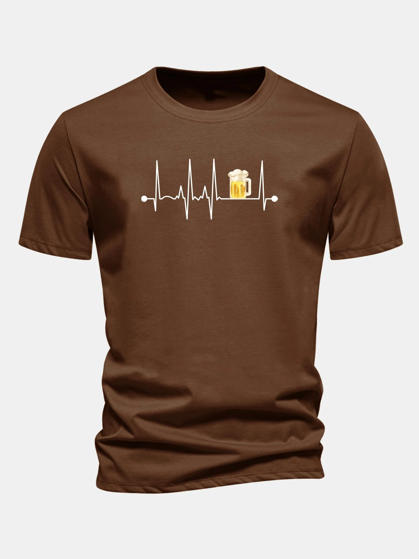 Jericó® | Regular Fit Beer Heartbeat Print Cotton T-Shirt - Image 11