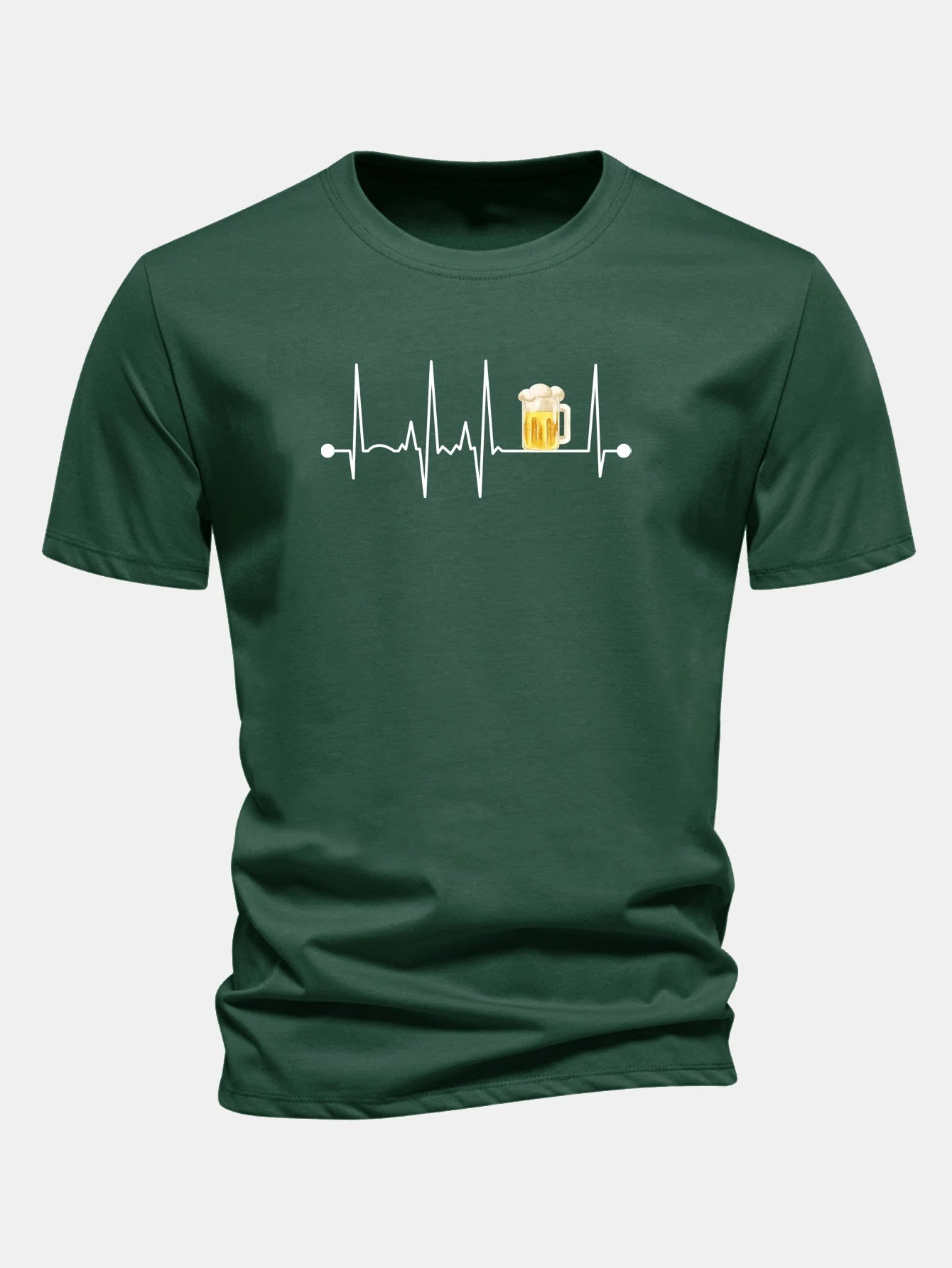 Jericó® | Regular Fit Beer Heartbeat Print Cotton T-Shirt - Image 12