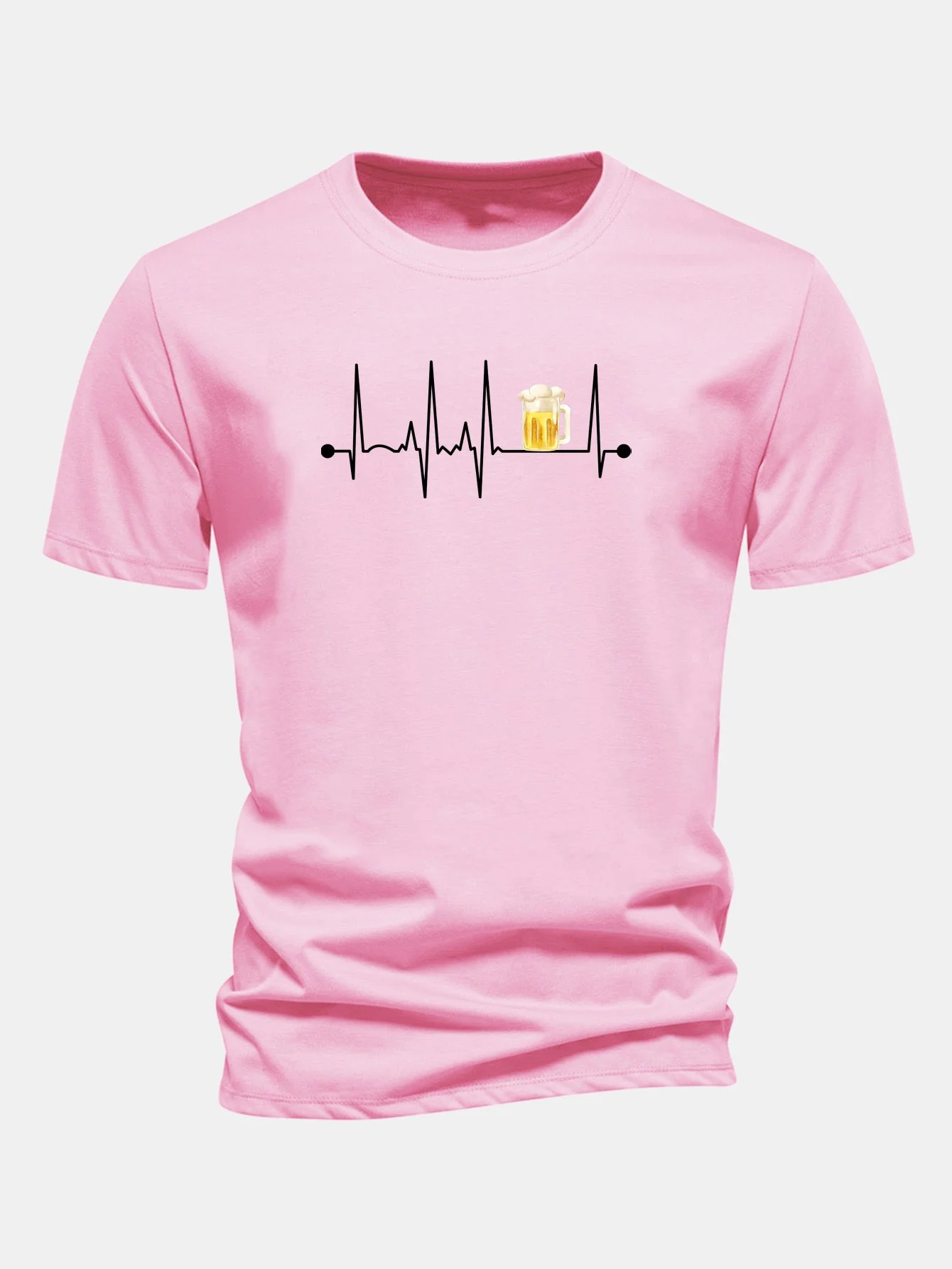 Jericó® | Regular Fit Beer Heartbeat Print Cotton T-Shirt - Image 7