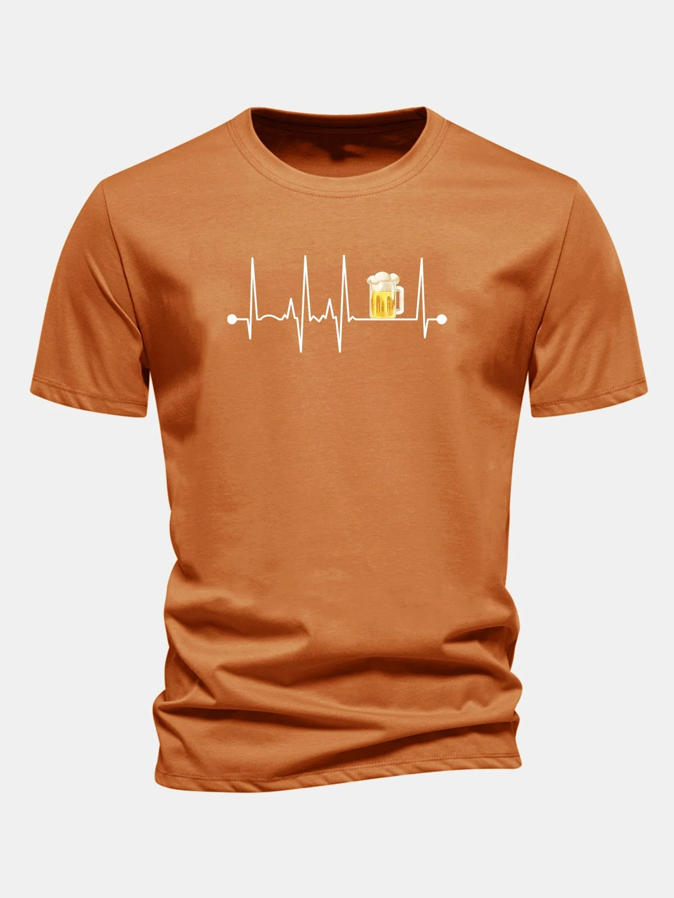 Jericó® | Regular Fit Beer Heartbeat Print Cotton T-Shirt - Image 9