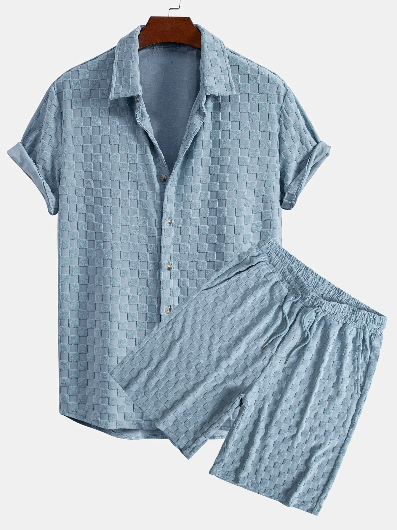 Jerome® | Checkerboard Terry Shirt & Shorts - Image 2
