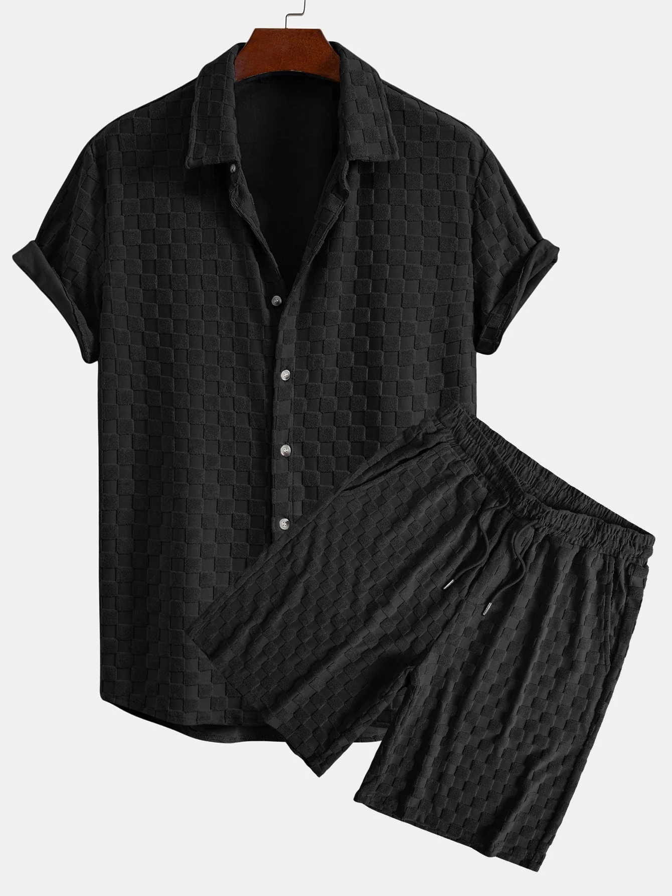 Jerome® | Checkerboard Terry Shirt & Shorts - Image 3