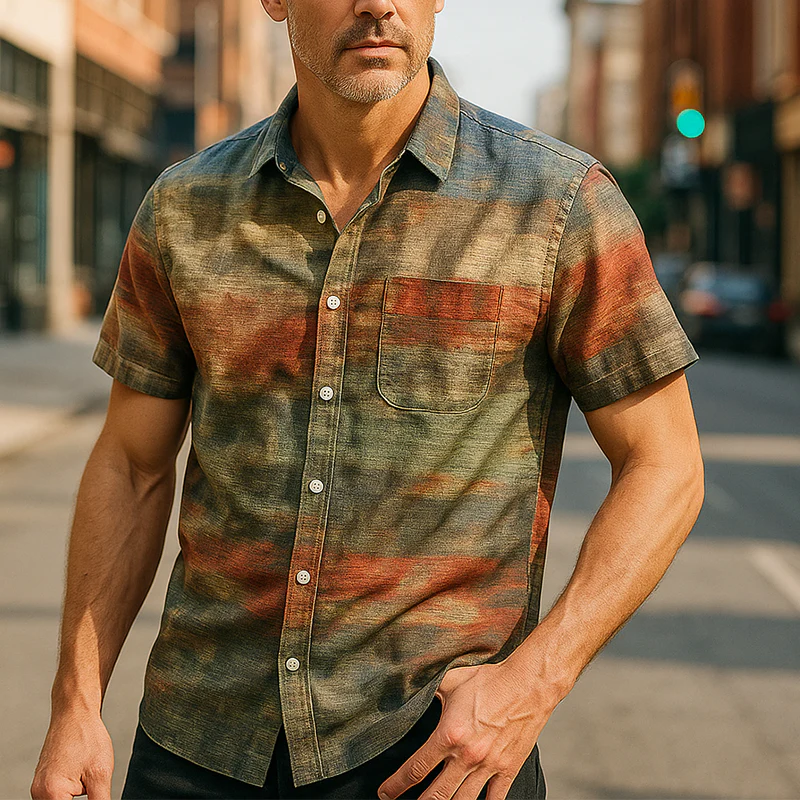 Jerome | Men'S Summer Fashion Printed Polyester Blended Short Sleeve Shirt - Image 2