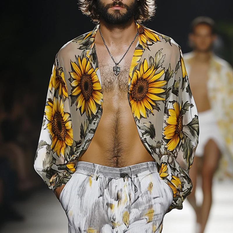 Jerome | Men'S Sunflower Print Long Sleeve Shirt - Image 2