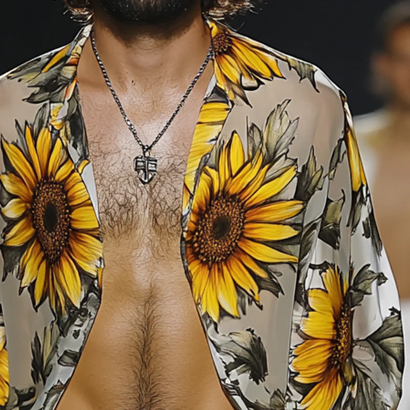 Jerome | Men'S Sunflower Print Long Sleeve Shirt - Image 3