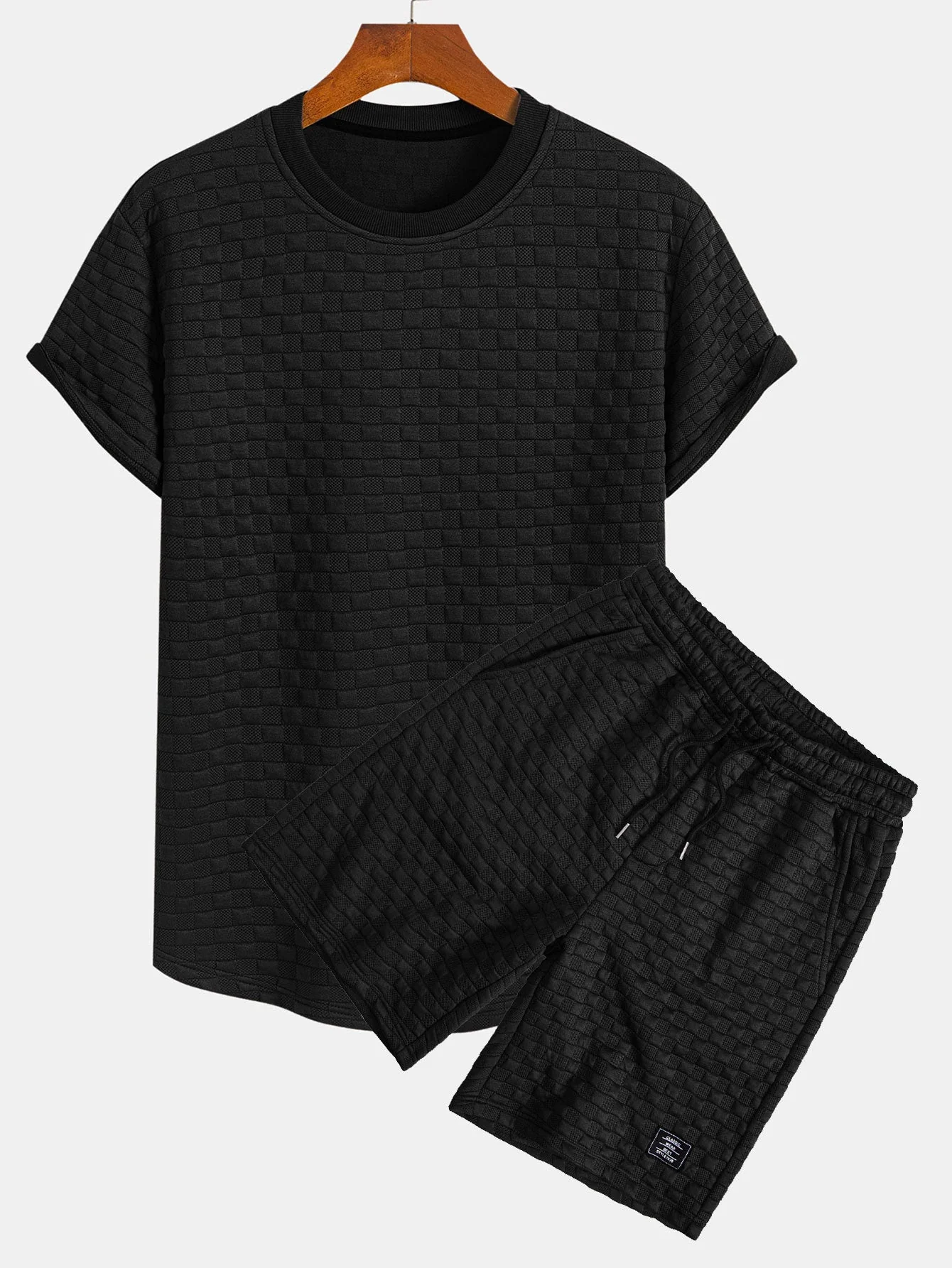 Jerónimo® | Checkerboard Jacquard Arc Hem T-Shirt & Checkerboard Jacquard Shorts - Image 2