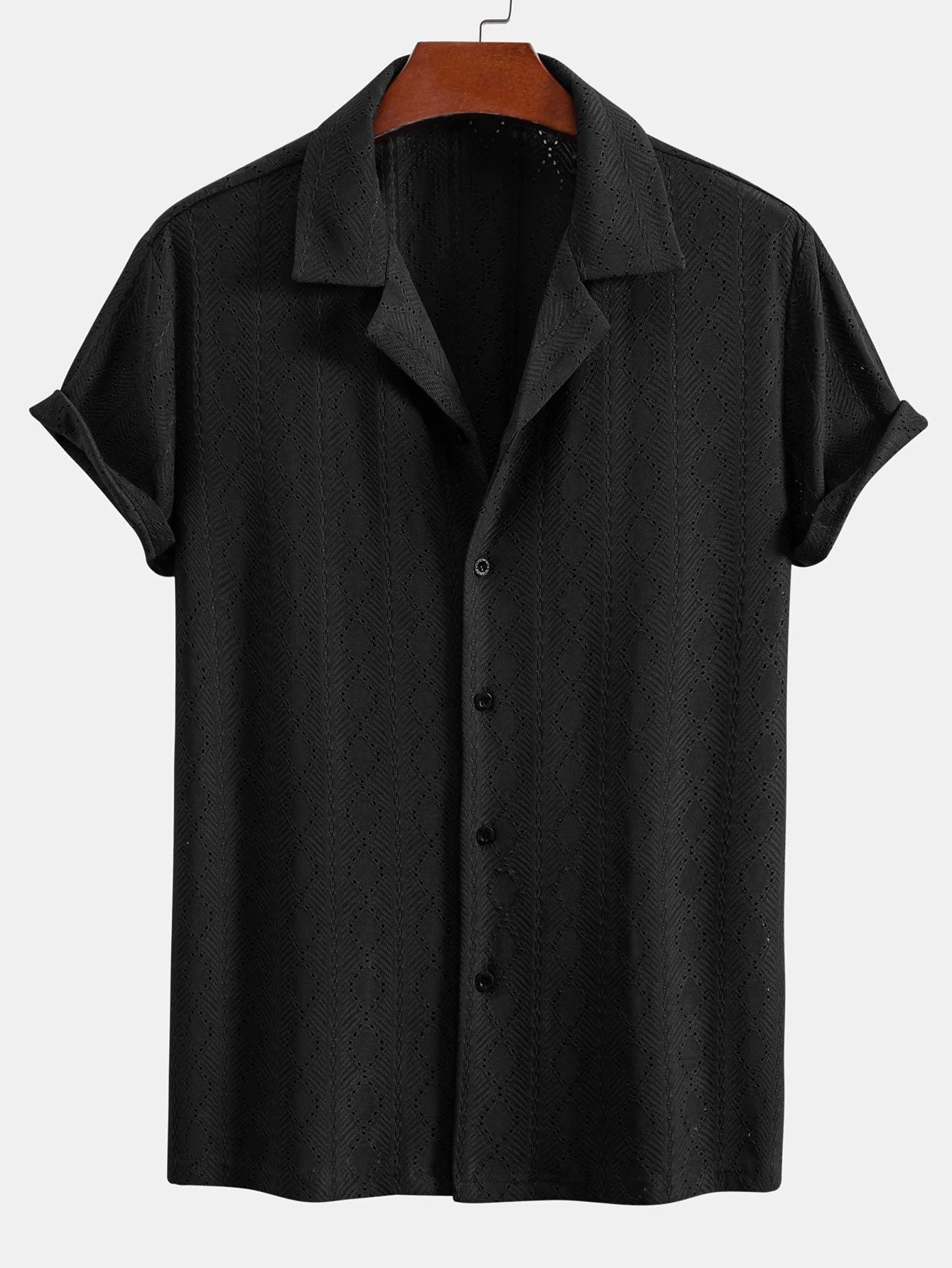 Jerónimo® | Muscle Fit Diamond Texture Cuban Shirt & Straight Leg Linen Pants - Image 10
