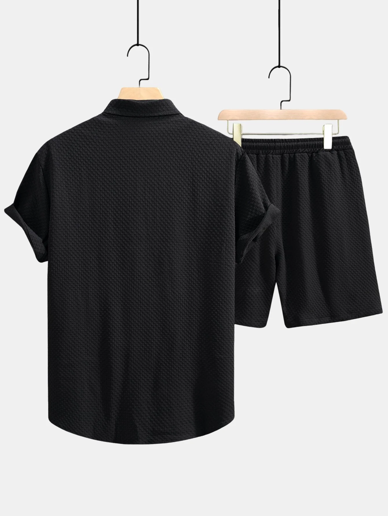 Jerry® | Checkerboard Texture Button Up Shirt & Drawstring Shorts - Image 4