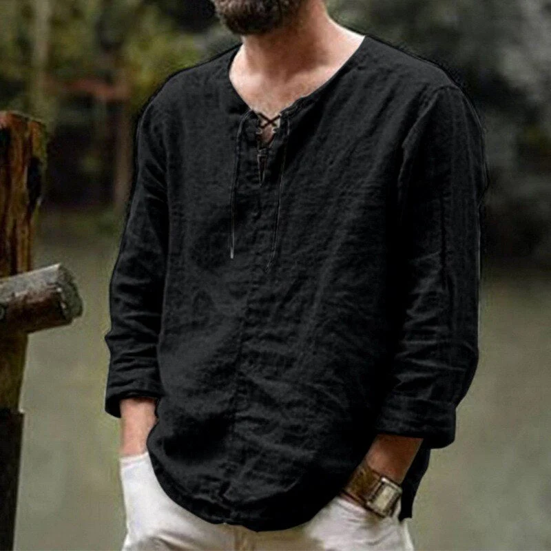 Jerry® | High Quality Collarless Linen Shirt - Image 3